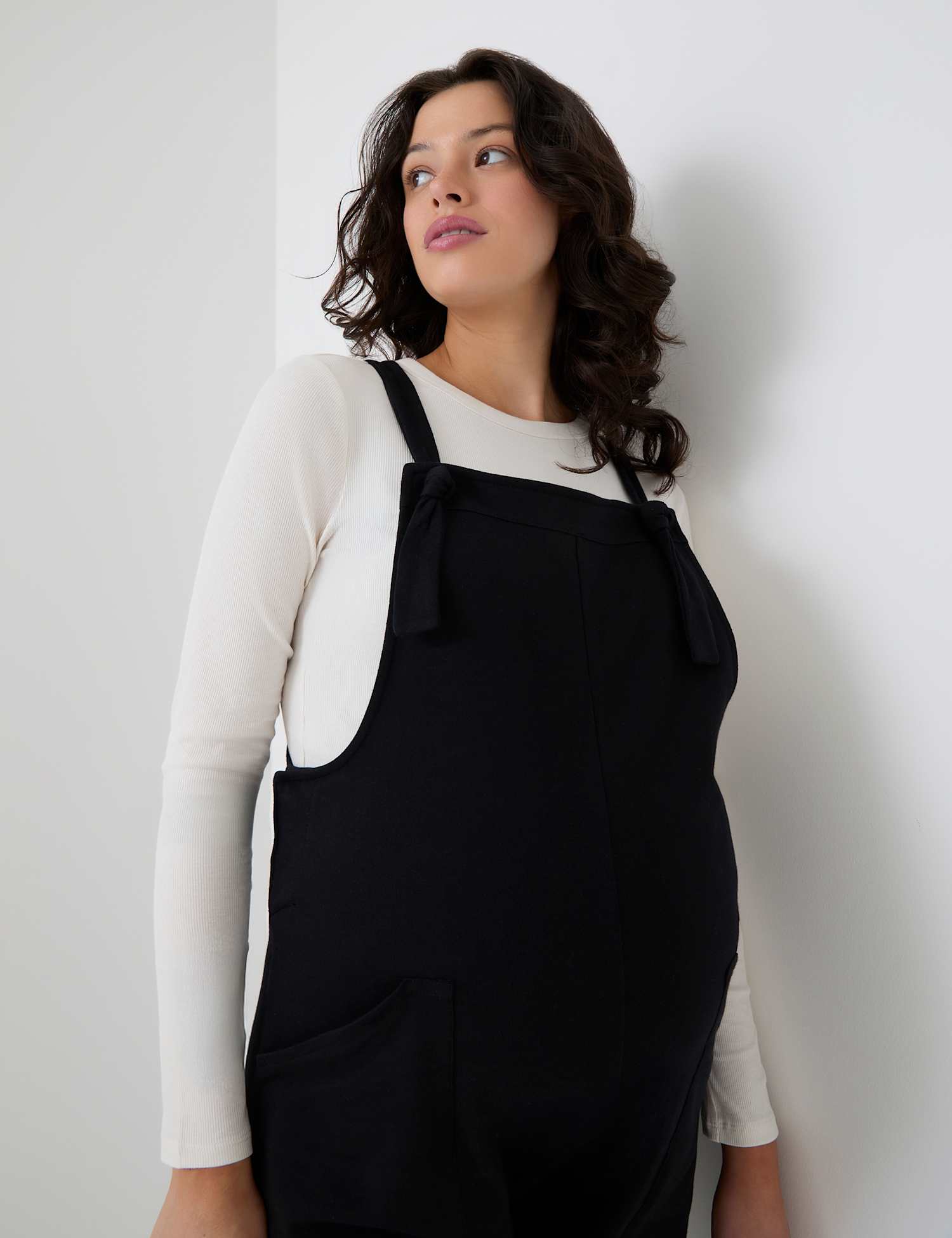 JoJo Maman B�b� Maternity Pure Cotton Jersey Dungarees Black