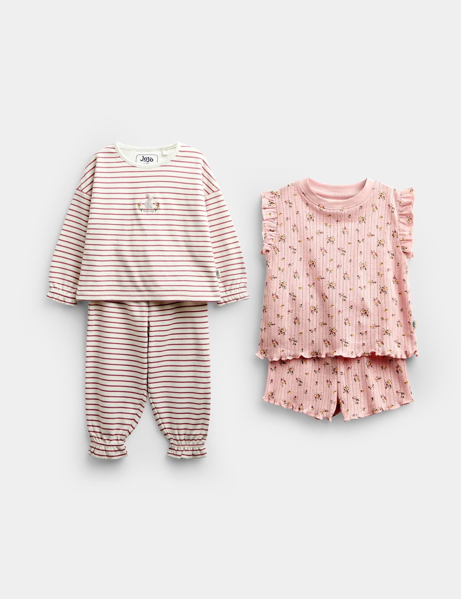 JoJo Maman B�b� 2 Pack Pure Cotton Patterned Pyjama Sets (1-7 Yrs) Pink Mix