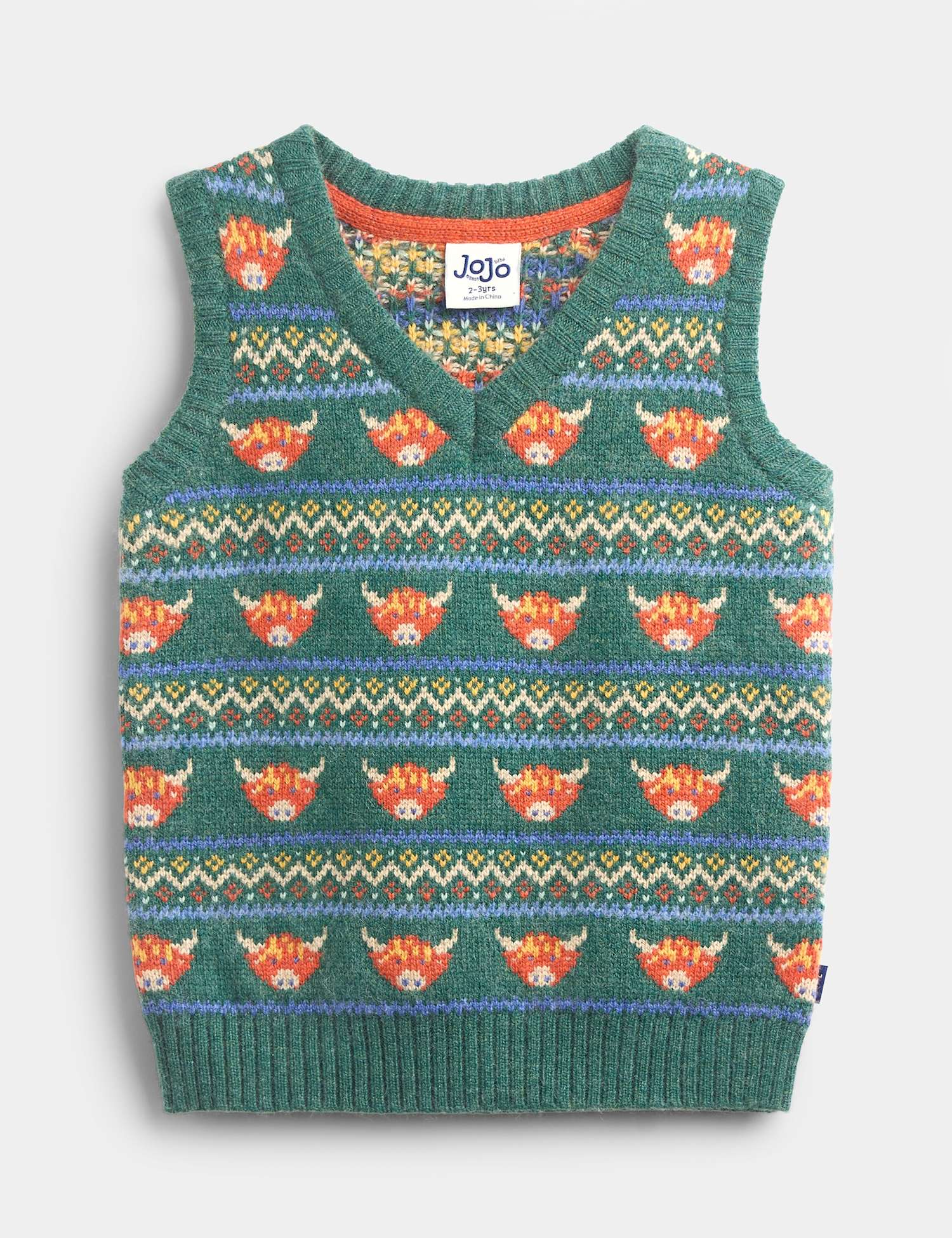 JoJo Maman B�b� Fair Isle Knitted V Neck Tank Top Green Mix