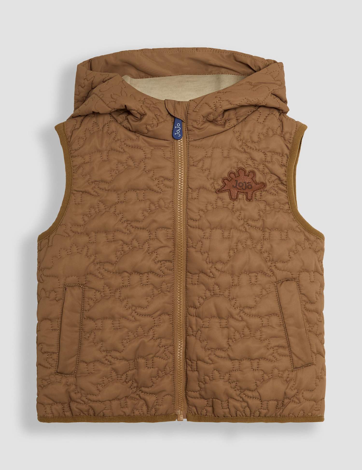 JoJo Maman B�b� Dinosaur Quilted Gilet (1-5 Yrs) Dark Brown