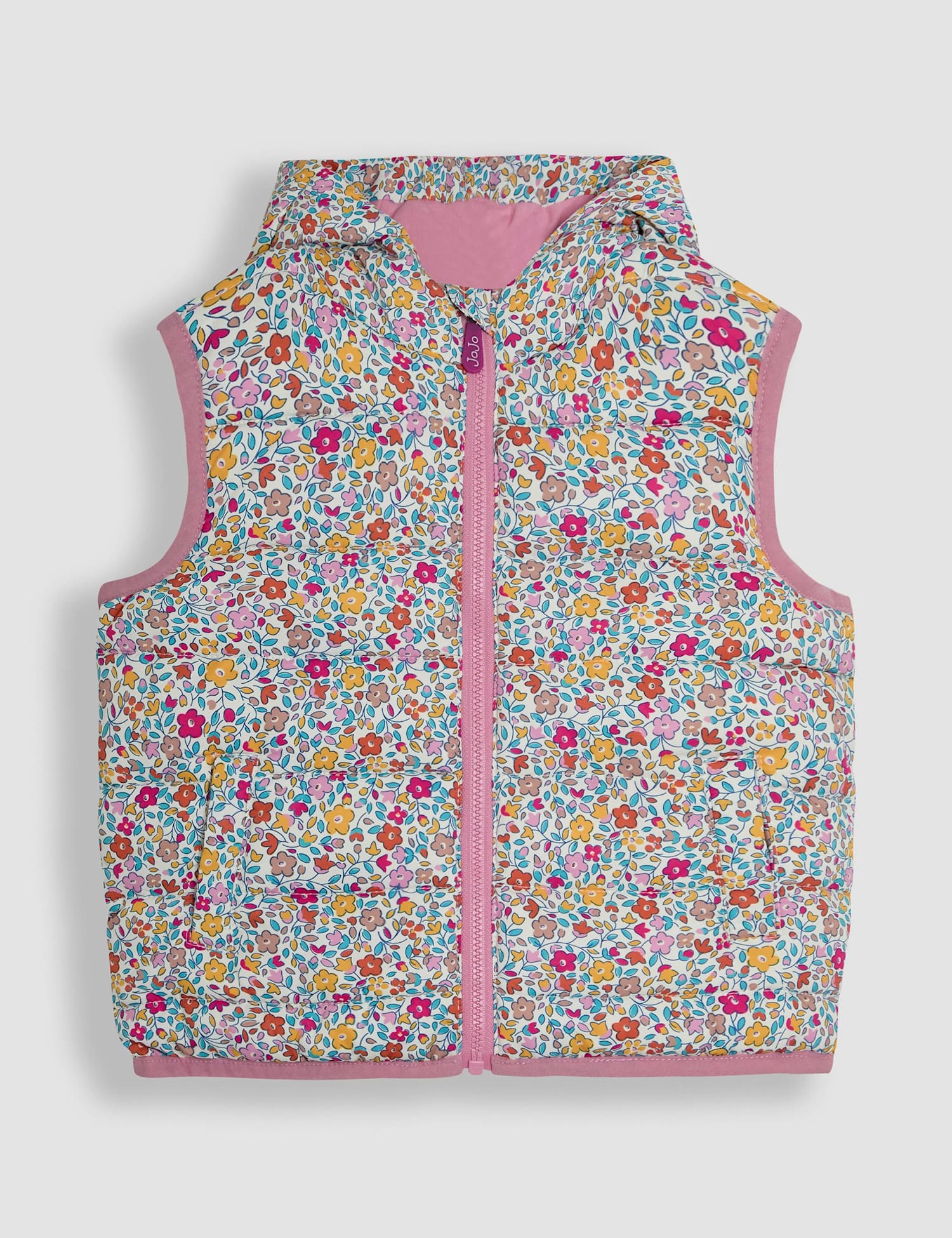 JoJo Maman B�b� Floral Quilted Puffer Gilet (1-6 Yrs) Multi