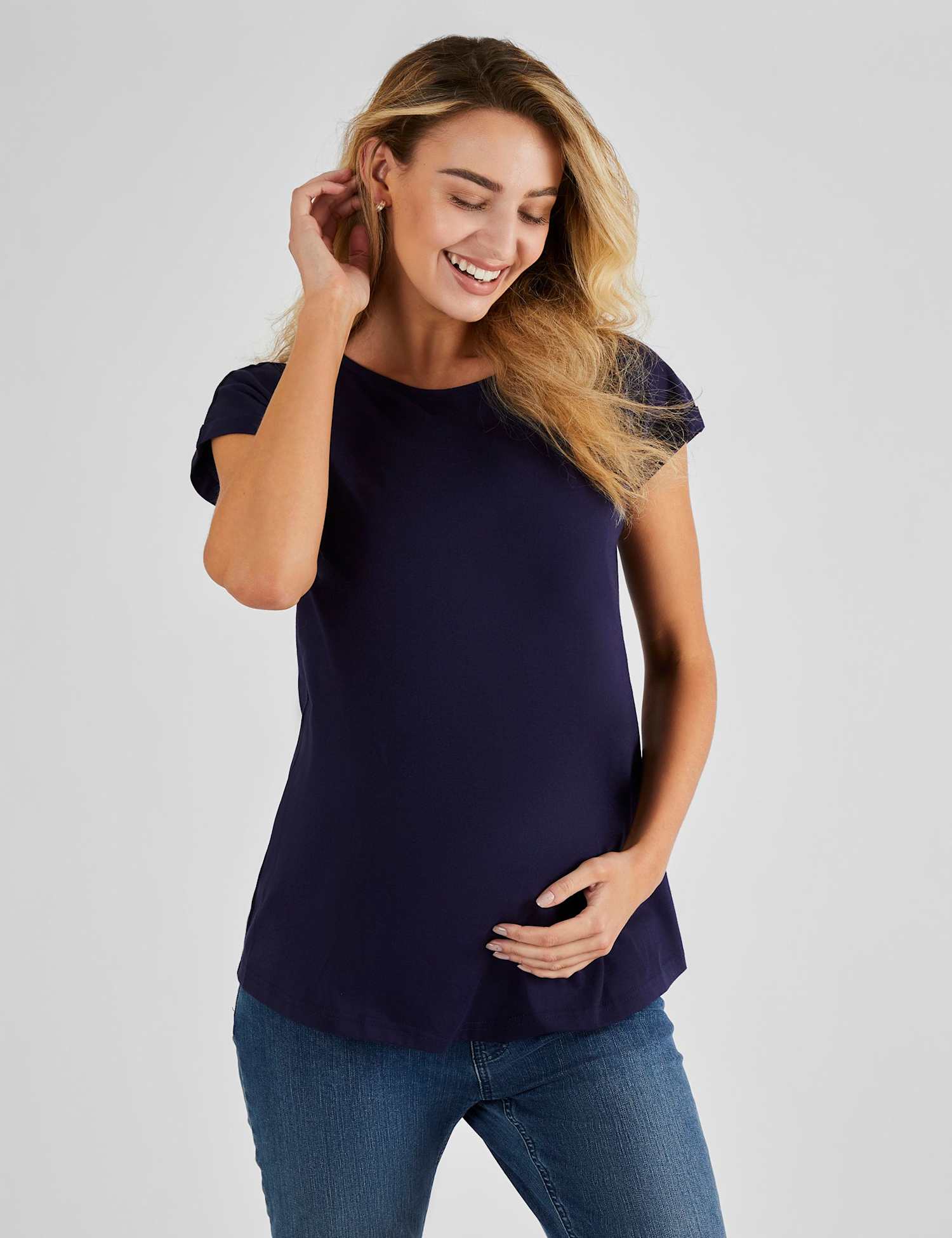 JoJo Maman B�b� Maternity Pure Cotton T-Shirt Navy