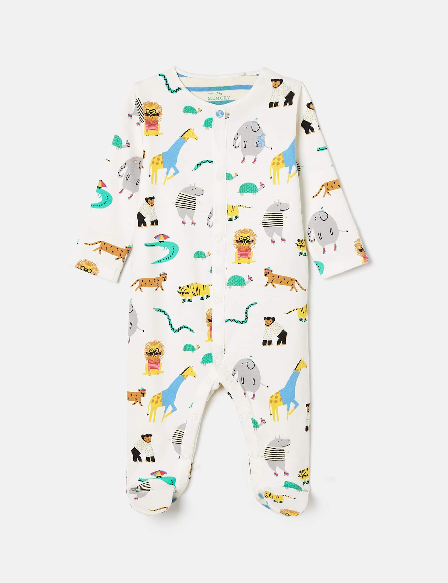 Joules Pure Cotton Safari Animal Sleepsuit (0-18 Mths) Cream