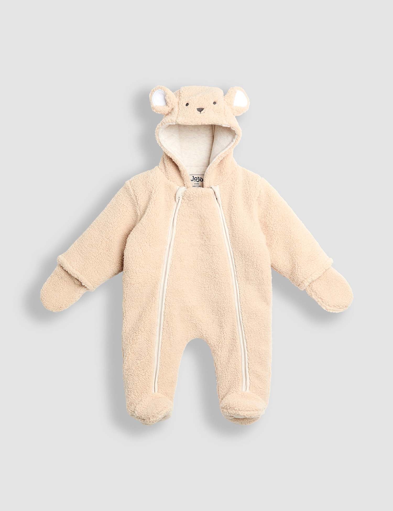 JoJo Maman B�b� Borg Bear Pramsuit (0-12 Mths) Brown