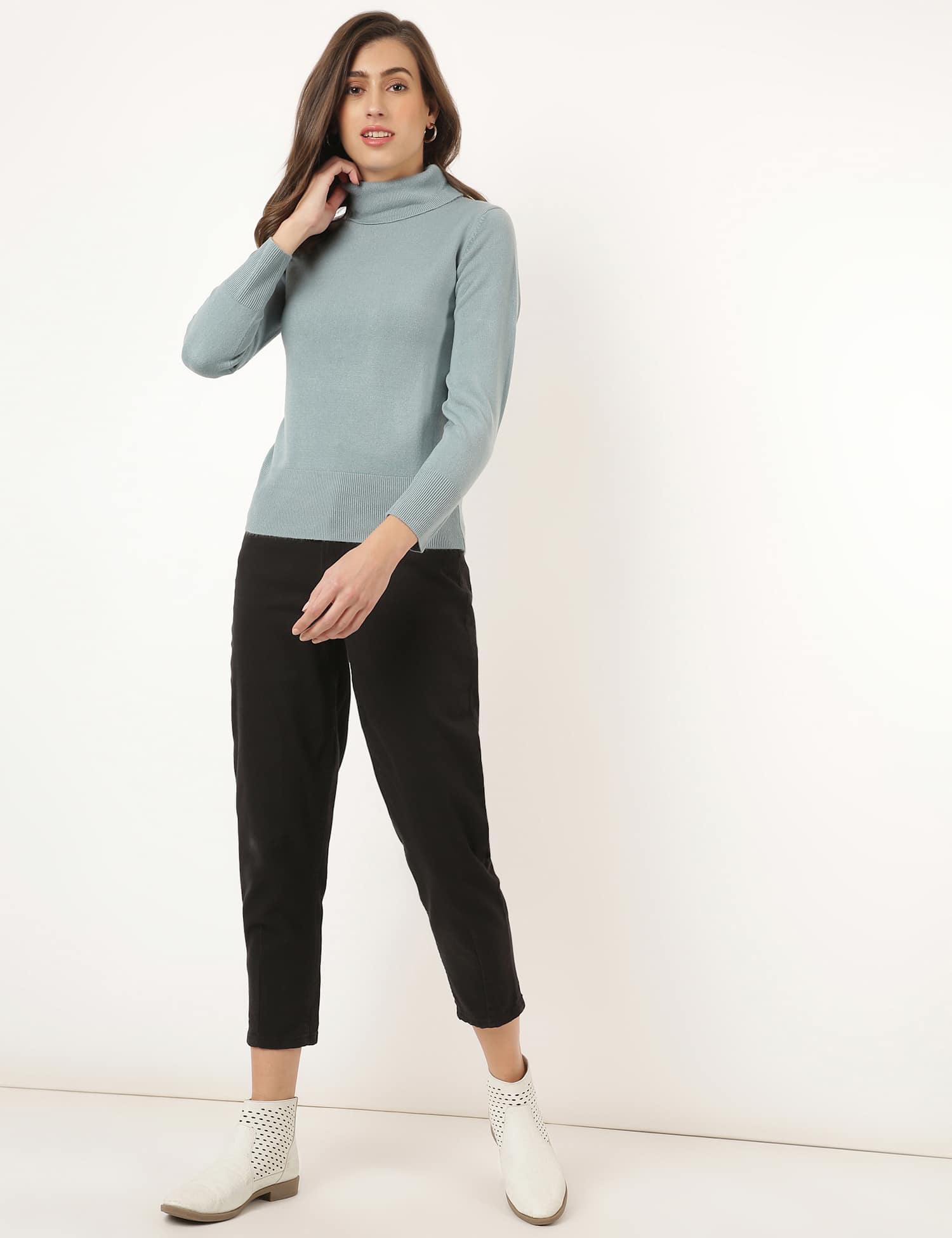 M&S Supersoft Roll Neck Jumper Petrol