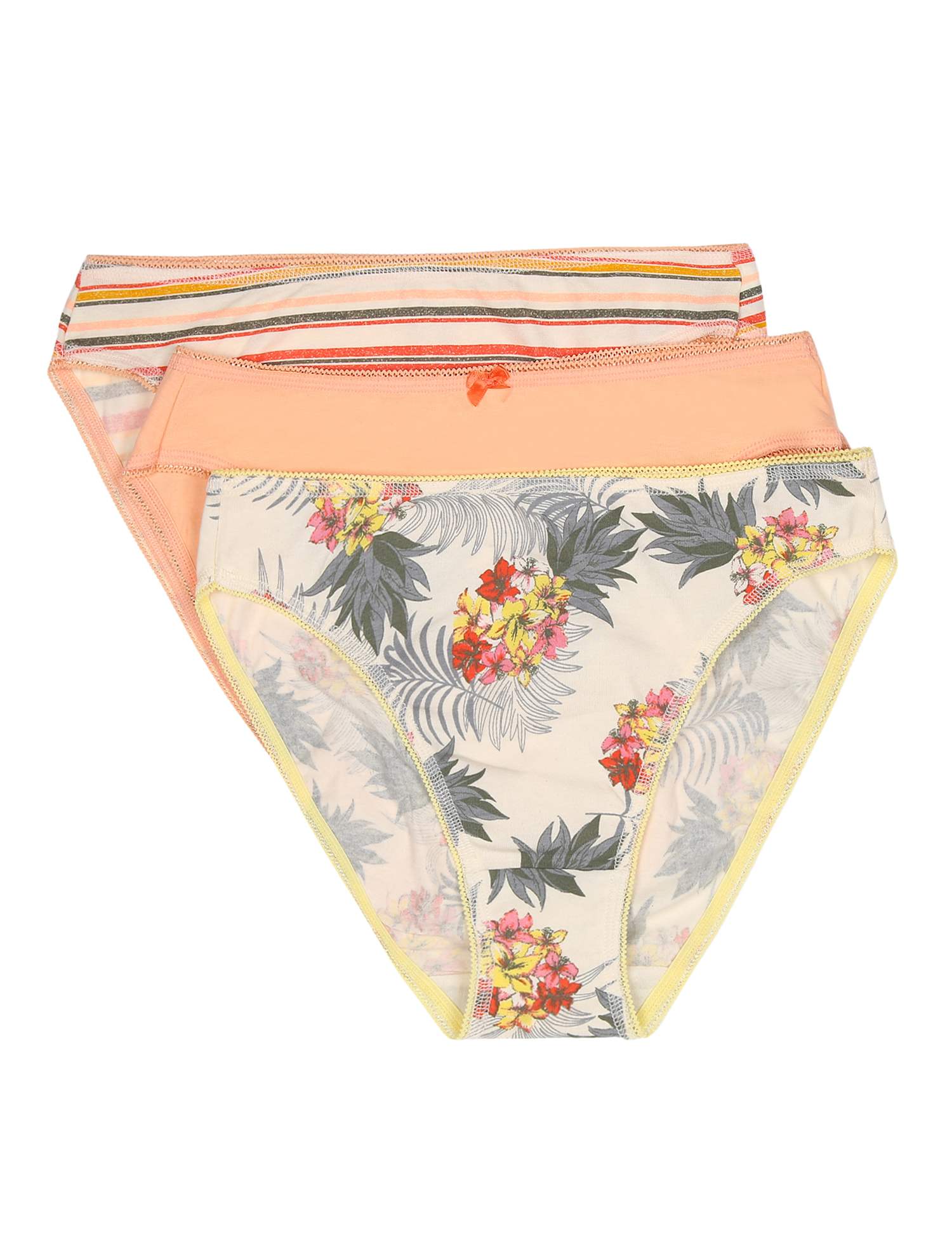 M&S INT 3PK Pineapple High Leg Peach Mix