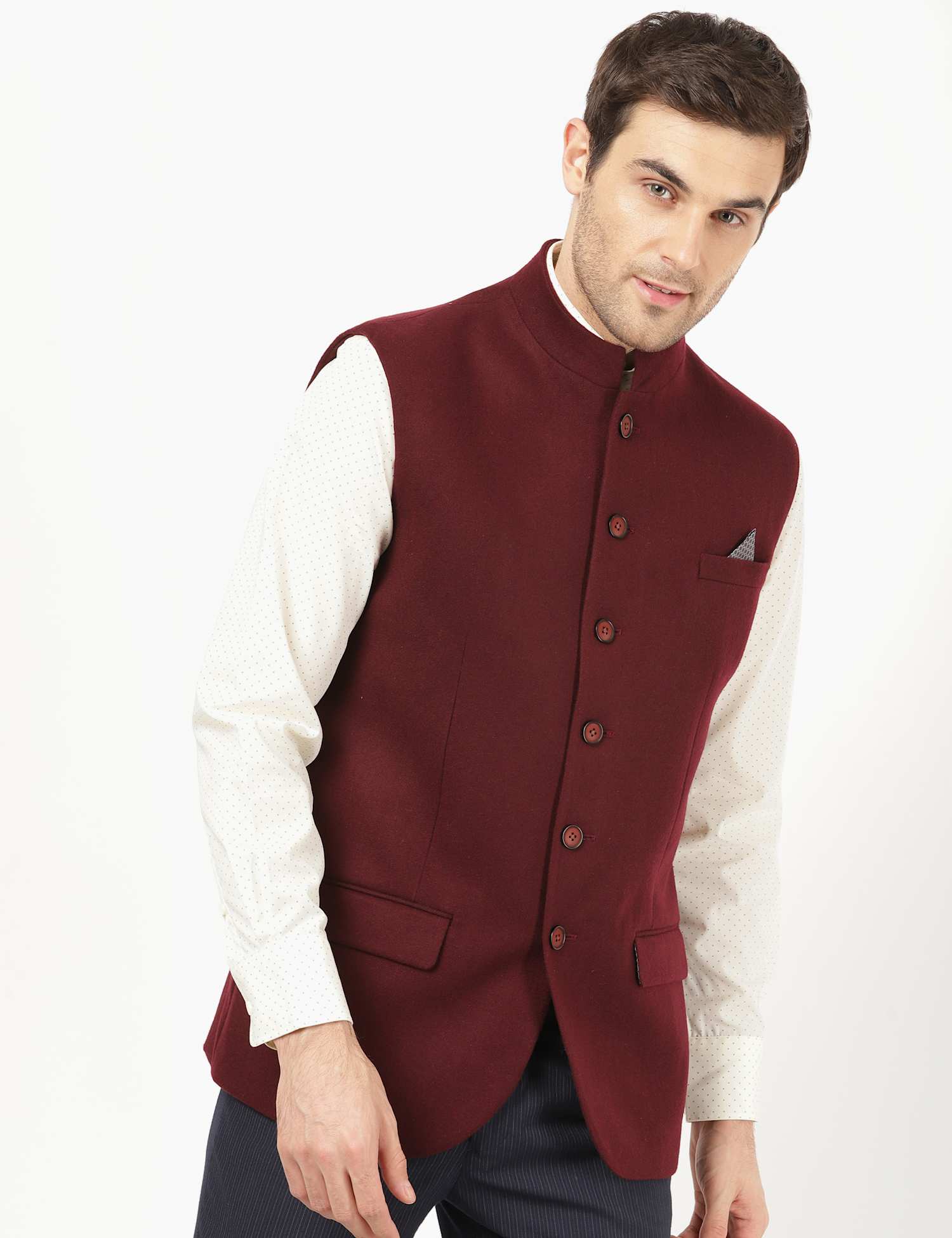 M&S MELTON SOLID WAISTCOAT Wine