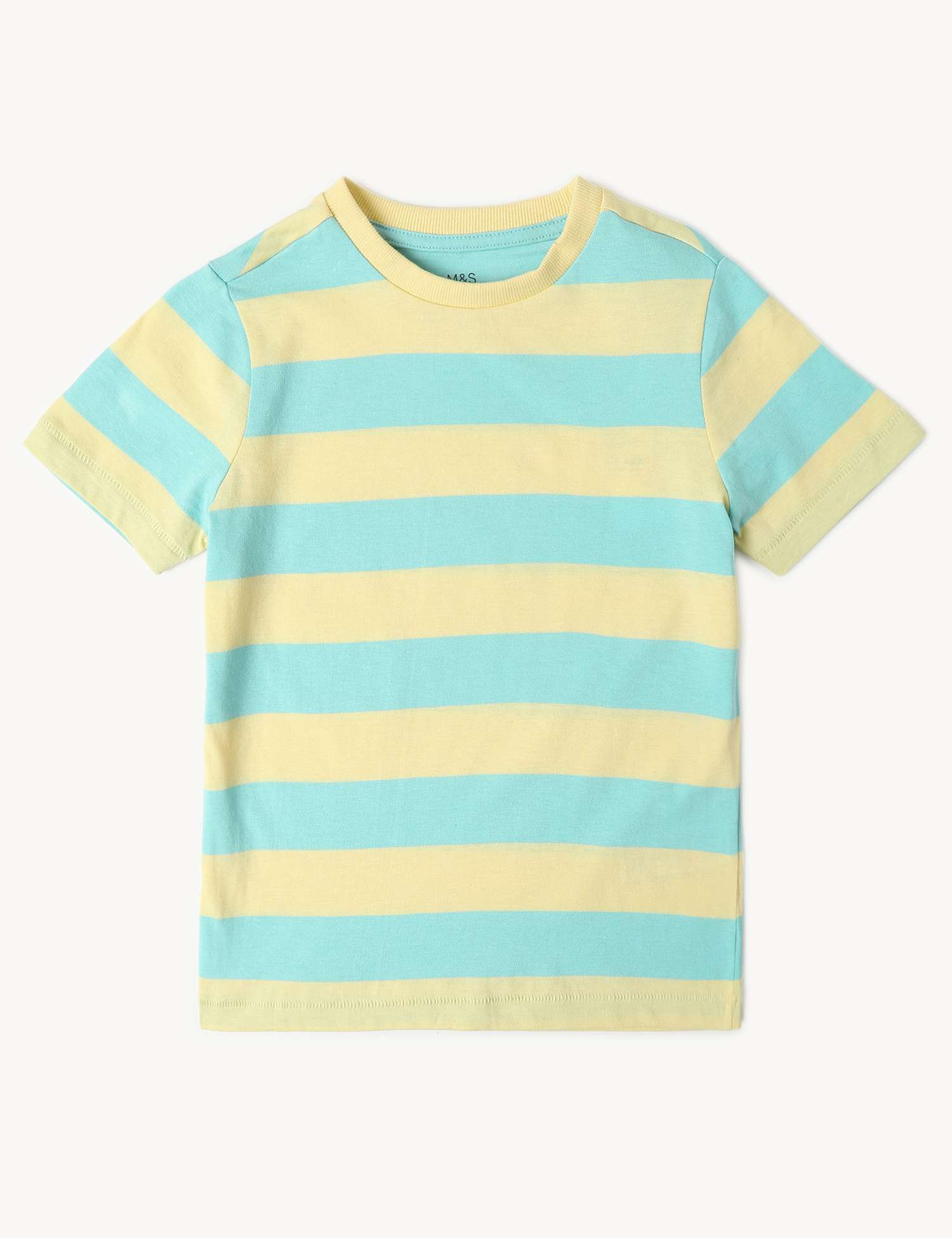 M&S Pure Cotton Striped T-Shirt (2-8 Yrs) Aqua Mix
