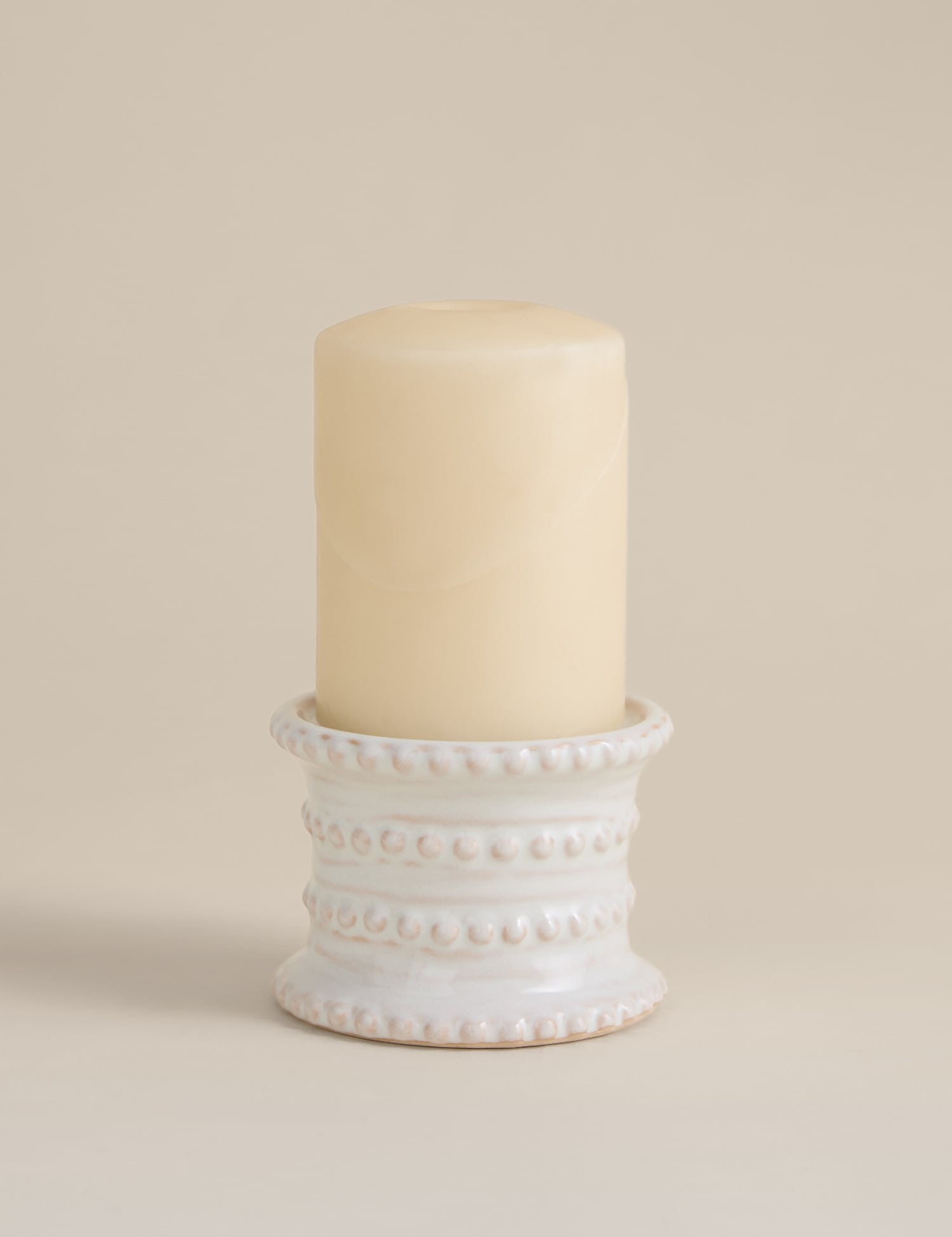 M&S Bobble Pillar Candle Holder Neutral