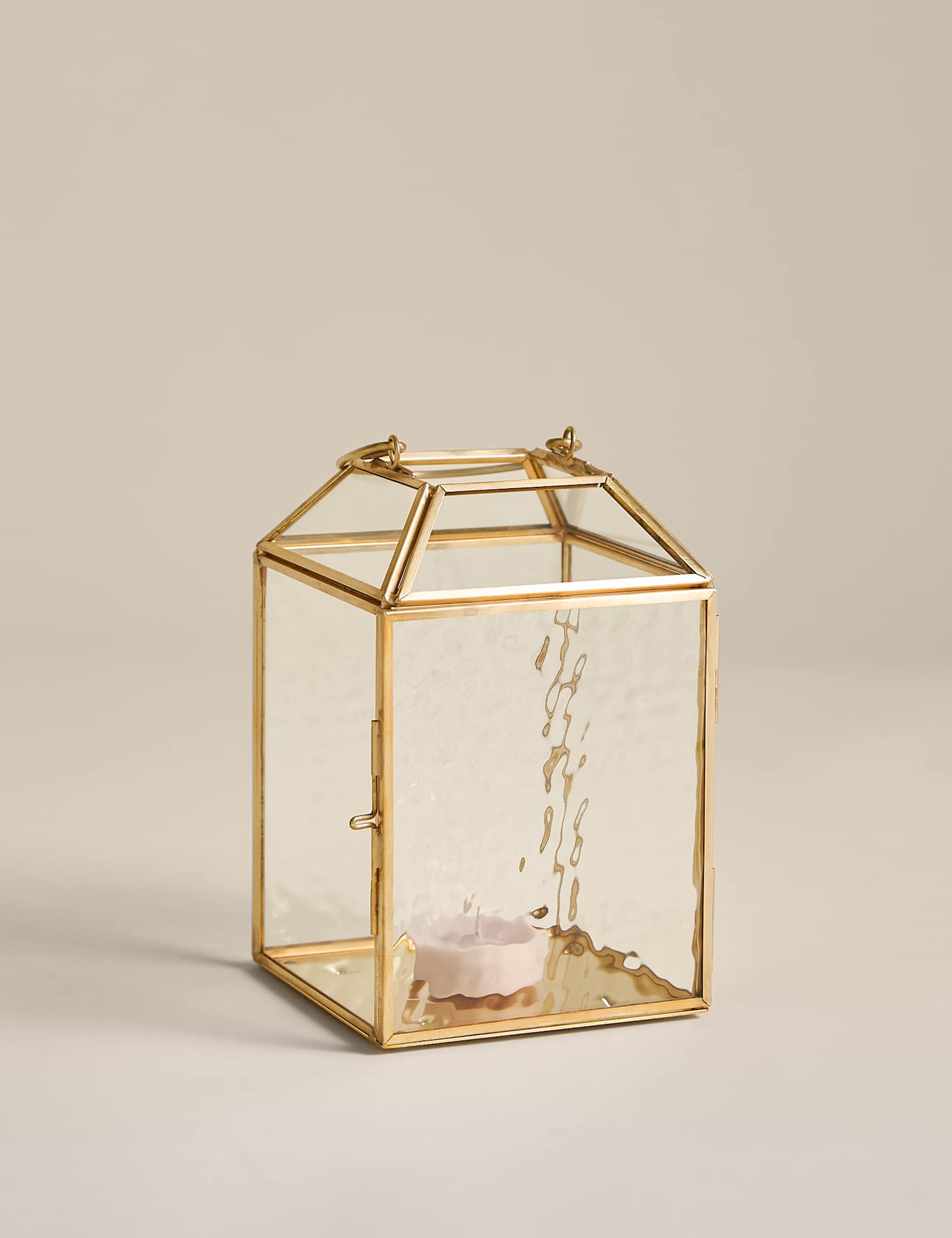M&S Small Mottled Glass Lantern Gold