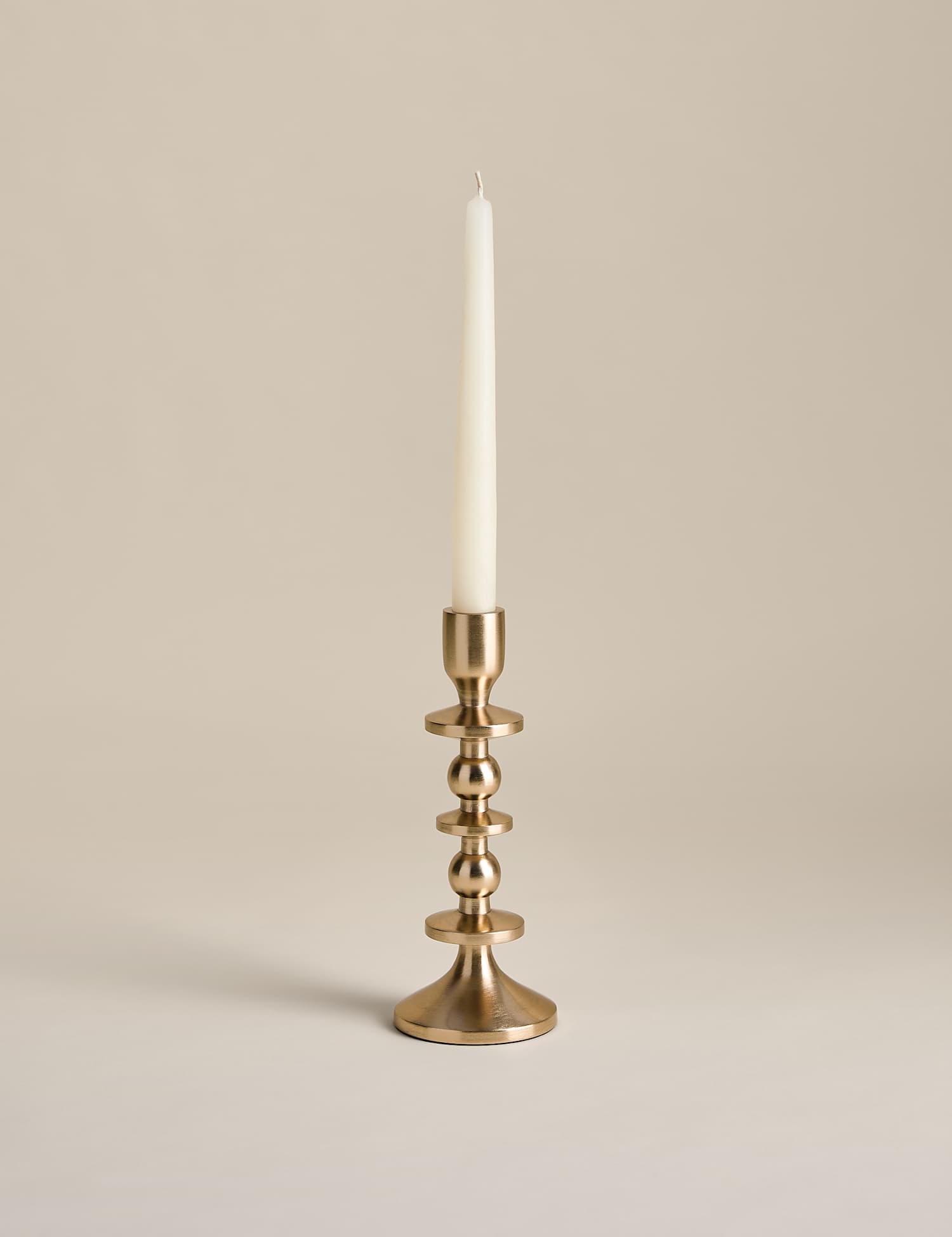 M&S Bobble Metal Dinner Candle Holder Antique Brass
