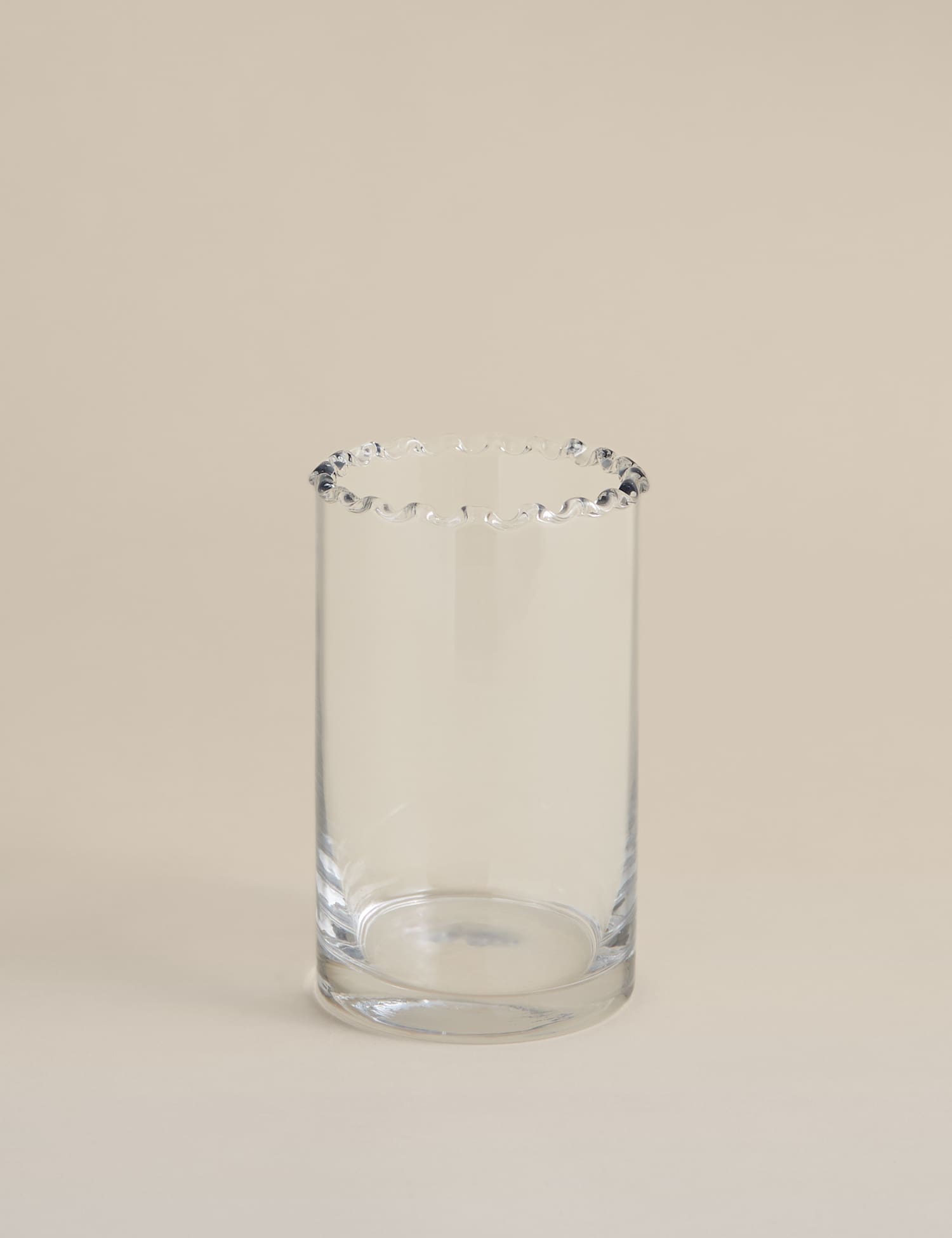 M&S Small Cylinder Frill Top Glass Vase Clear