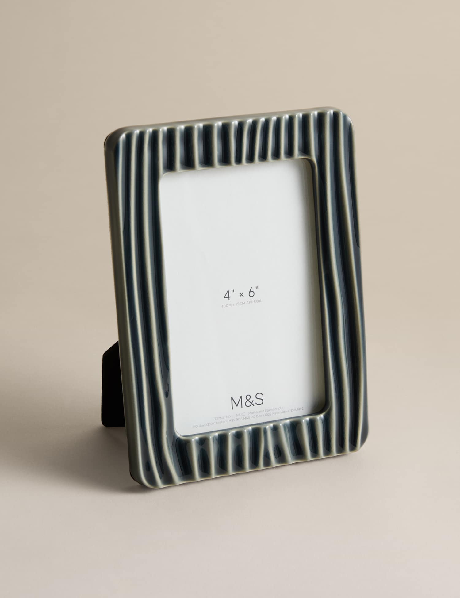 M&S Ceramic Textured Line Photo Frame 4x6 inch Blue