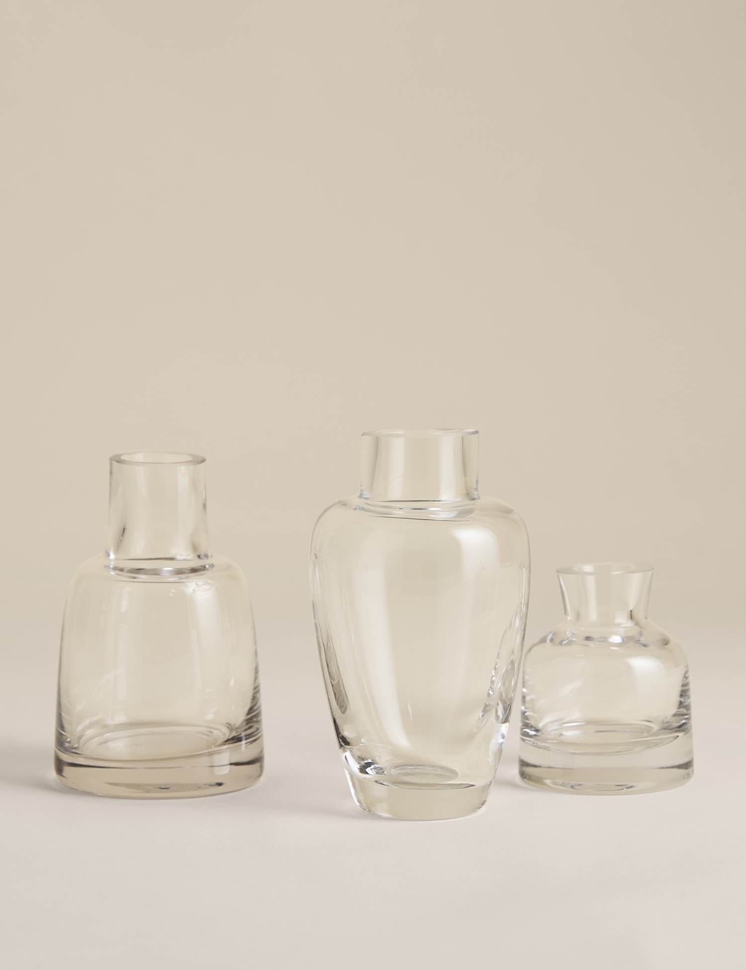 M&S Set of 3 Clear Glass Bottle Vases Clear