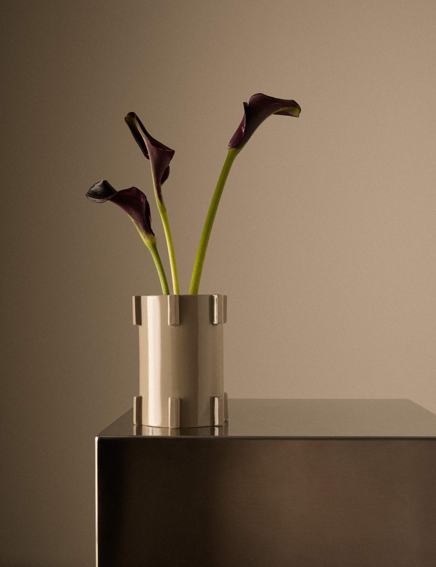M&S X Kelly Hoppen Ridged Vase Beige