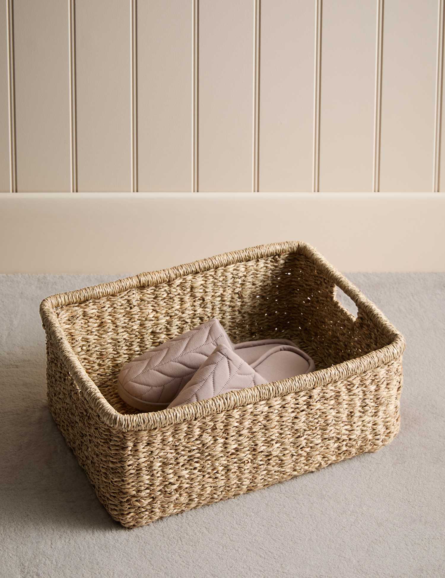 M&S Seagrass Large Rectangular Basket Natural