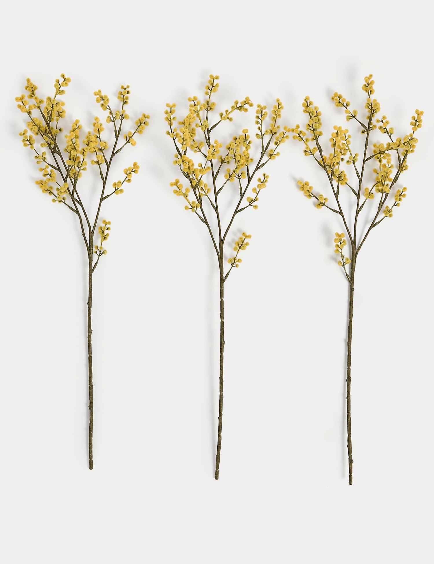 Moss & Sweetpea Set of 3 Artificial Mimosa Single Stems Yellow