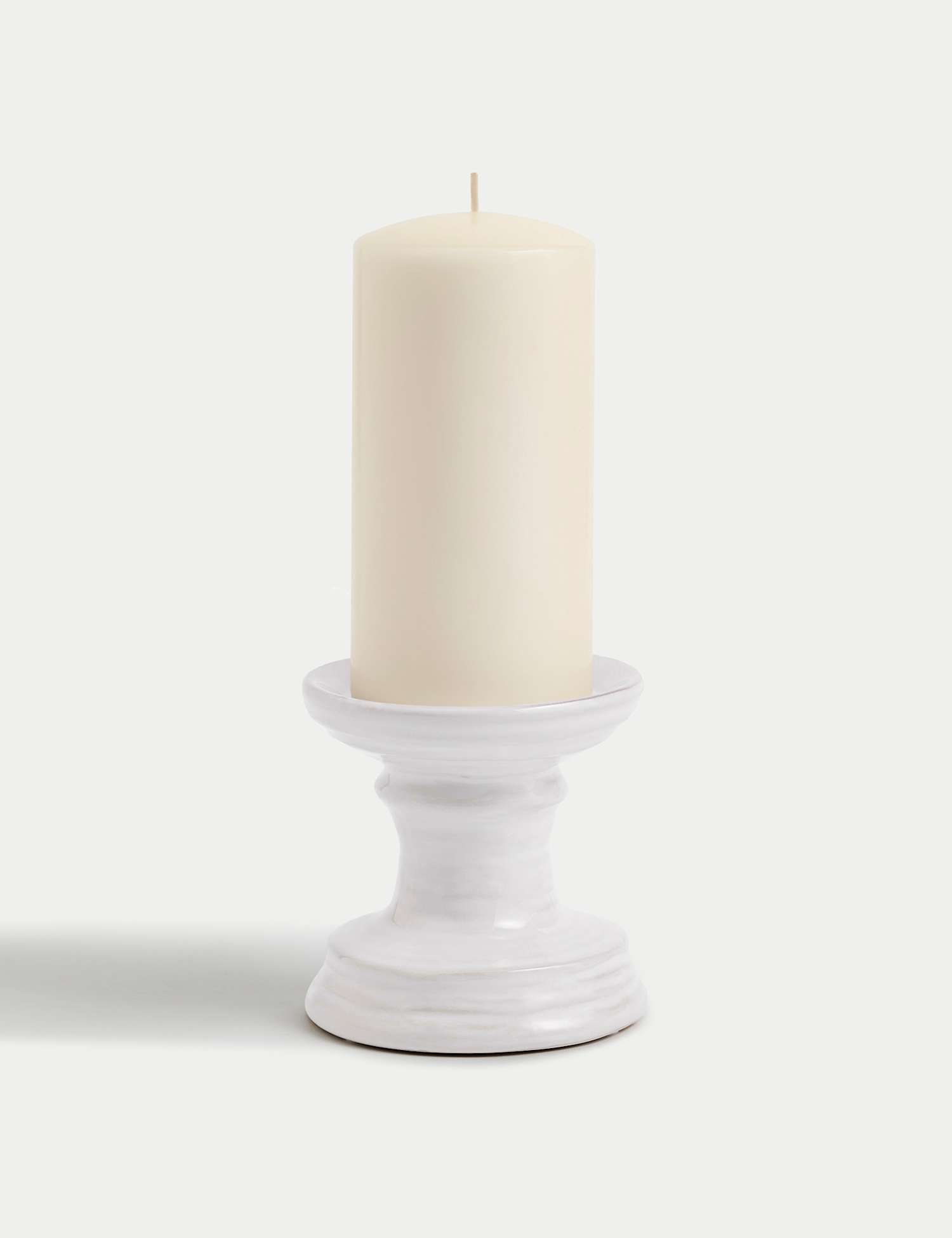 M&S Ceramic Pillar Candle Holder White