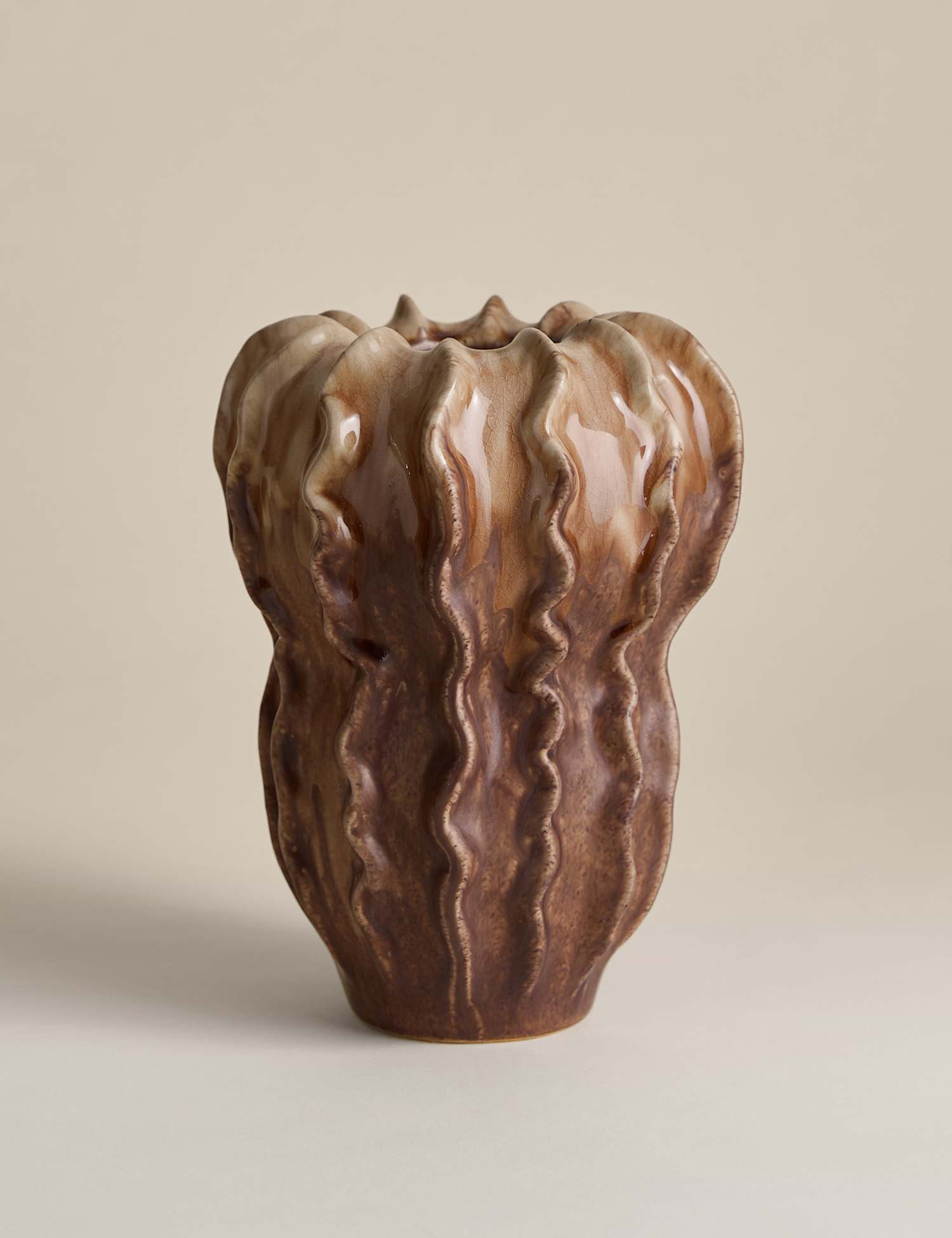 M&S Reactive Glaze Harvest Ceramic Vase Brown