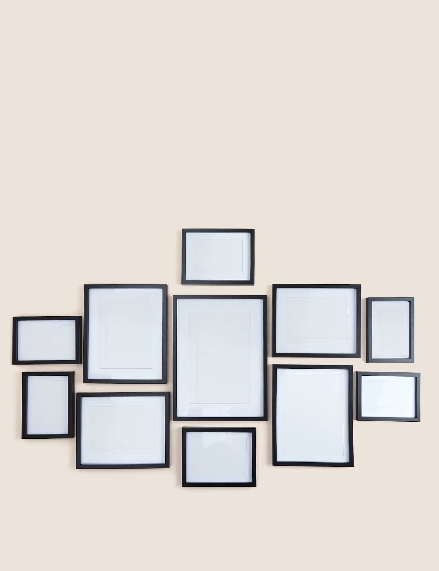 M&S Set of 11 Wood Photo Frames Black