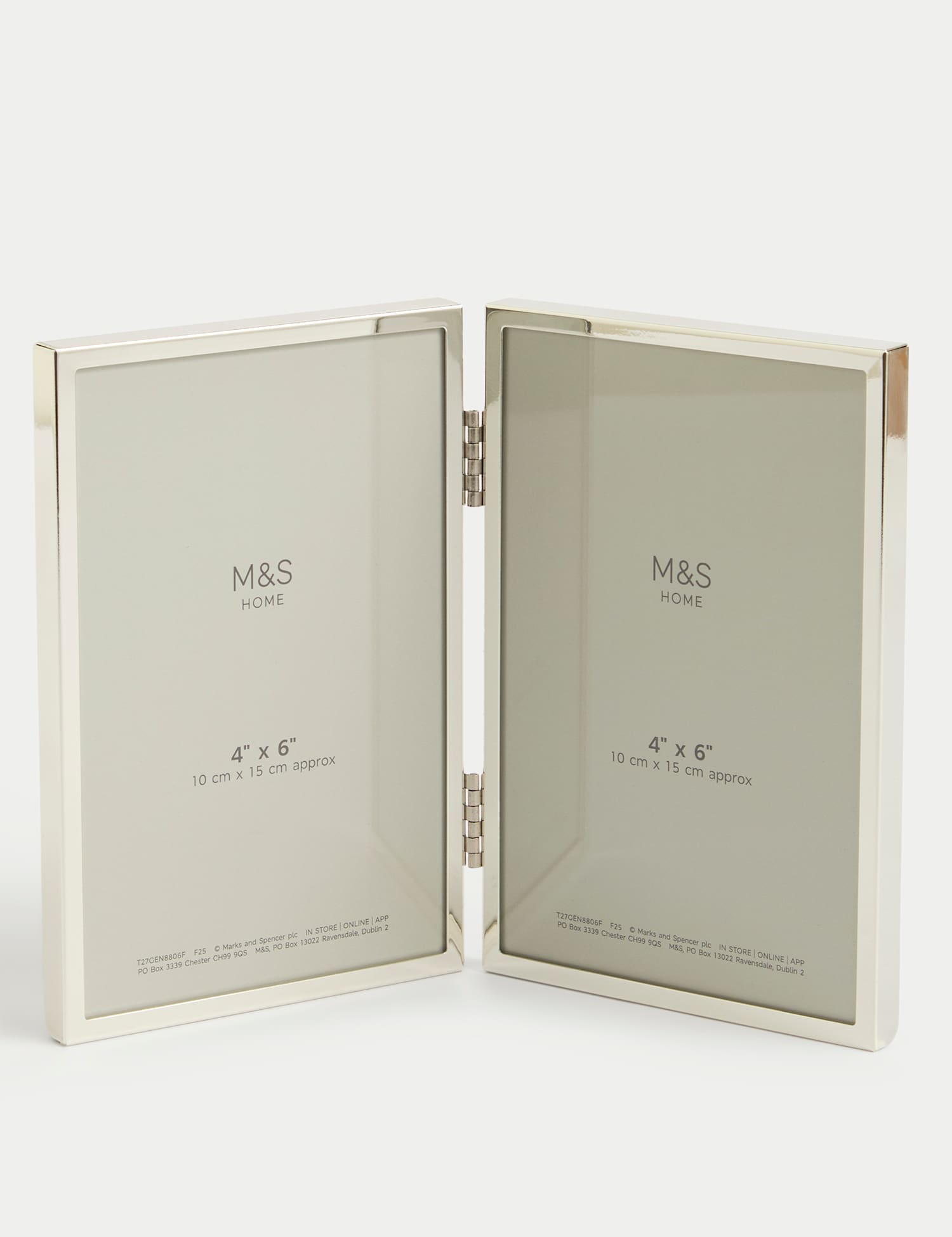 M&S Metal Double Photo Frame 4x6 Inch Silver
