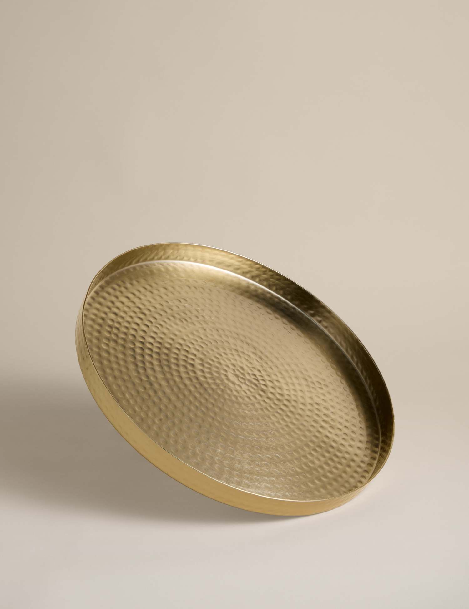 M&S Aluminium Round Hammered Bar Tray Gold