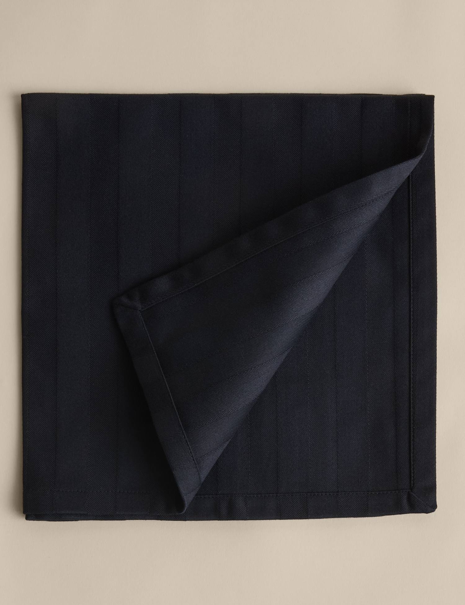 M&S Set of 4 Pure Cotton Sateen Striped Napkins Black