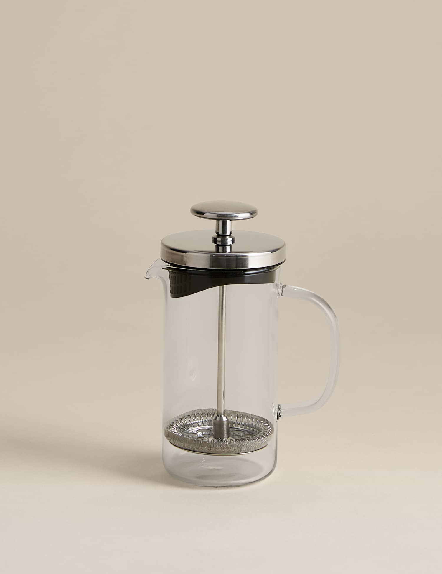 Image of M&S Glass 3 Cup Cafetiere Silver