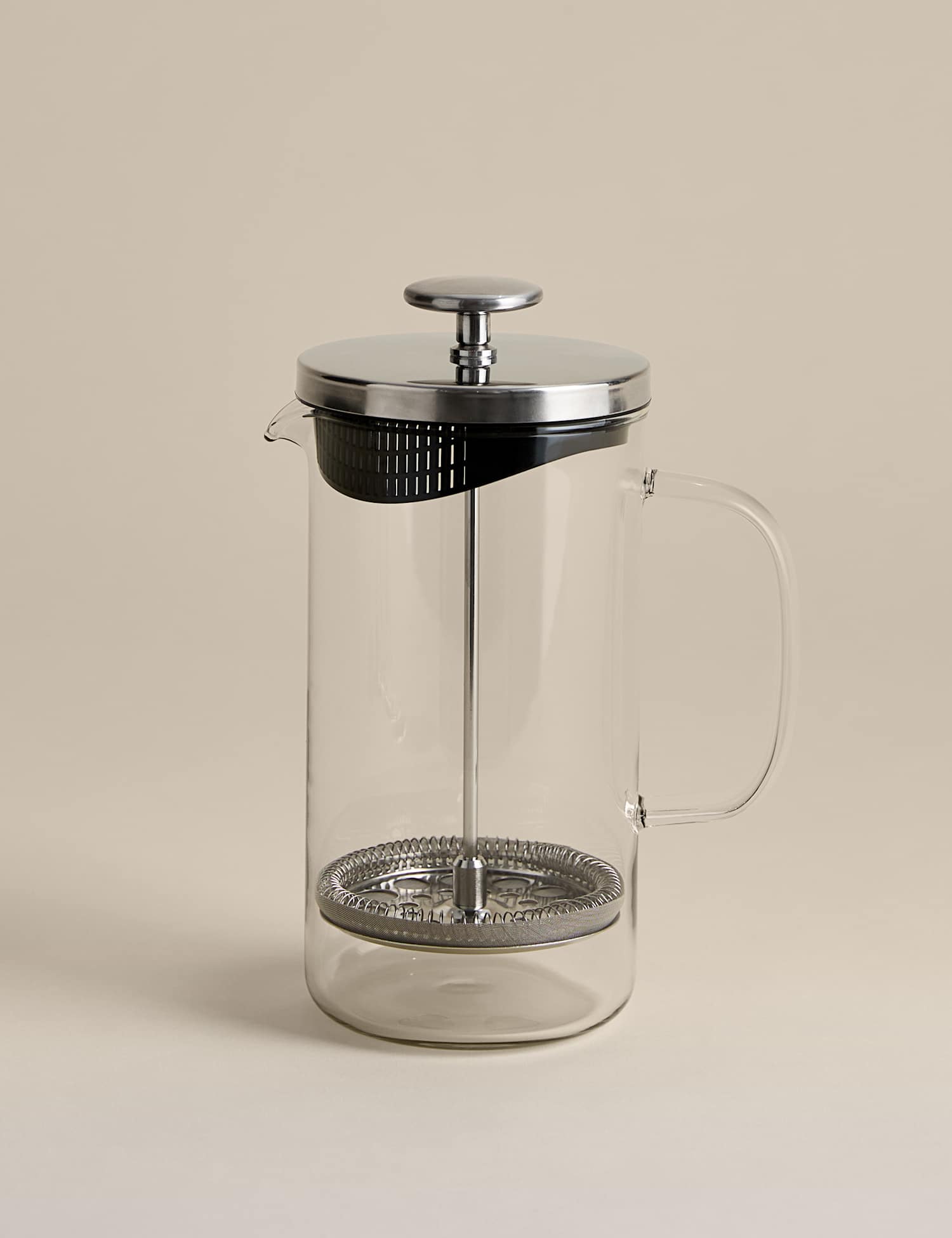 Image of M&S Glass 8 Cup Cafetiere Silver
