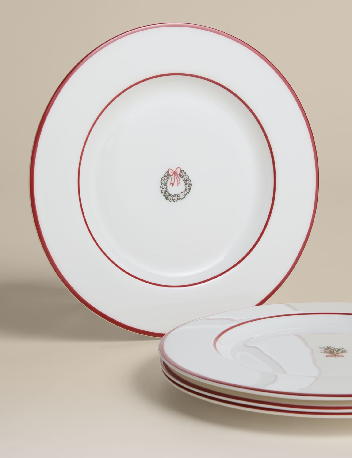 M&S Set of 4 Christmas Bone China Side Plates White