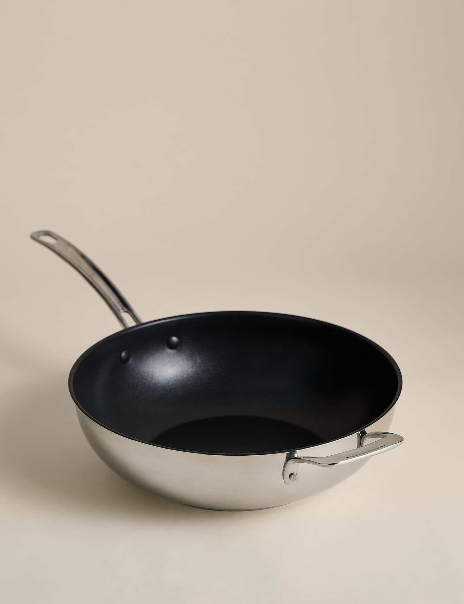 Image of M&S Stainless Steel 30cm Wok Silver