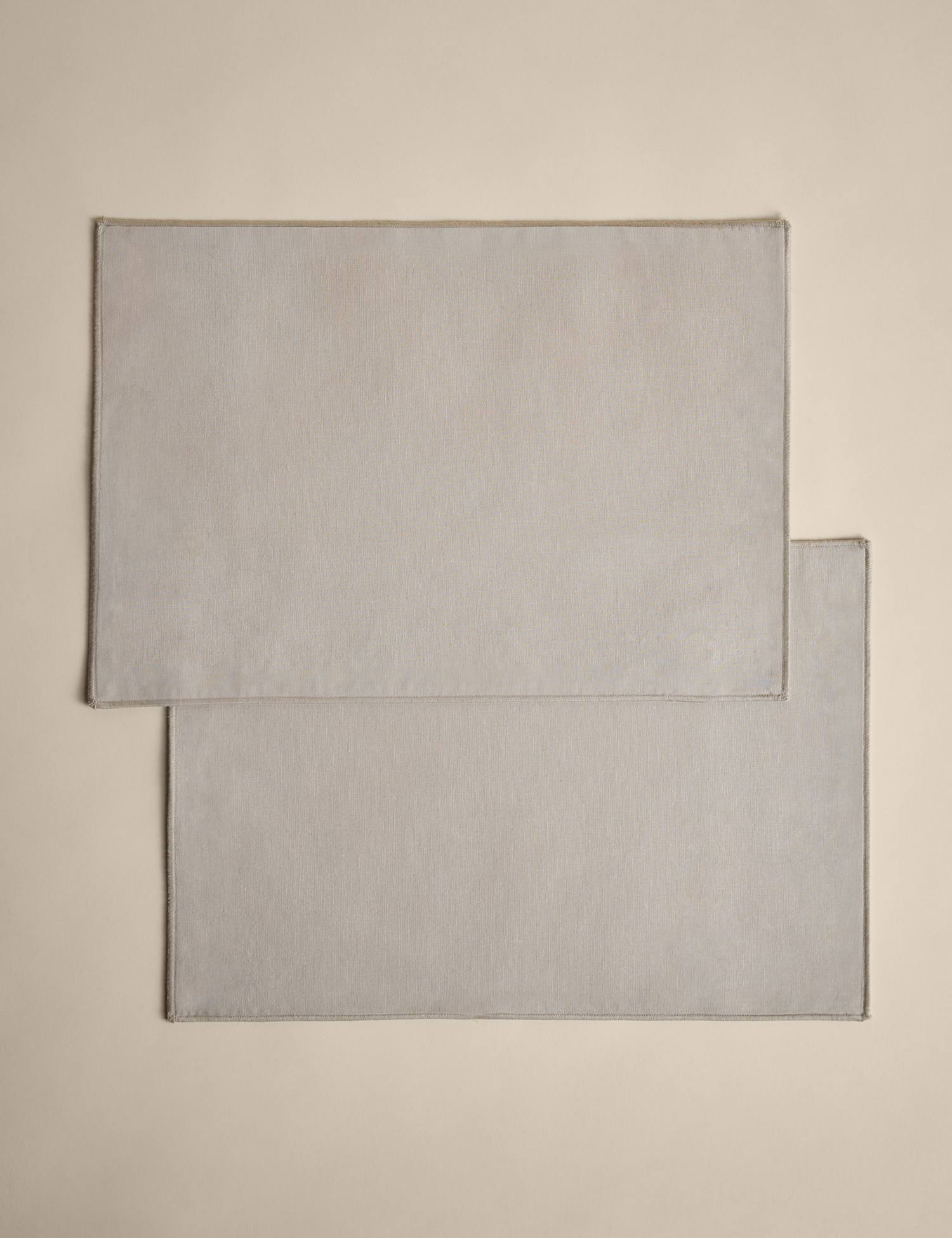 M&S Set of 2 Cotton with Linen Embroidered Edge Placemats Natural