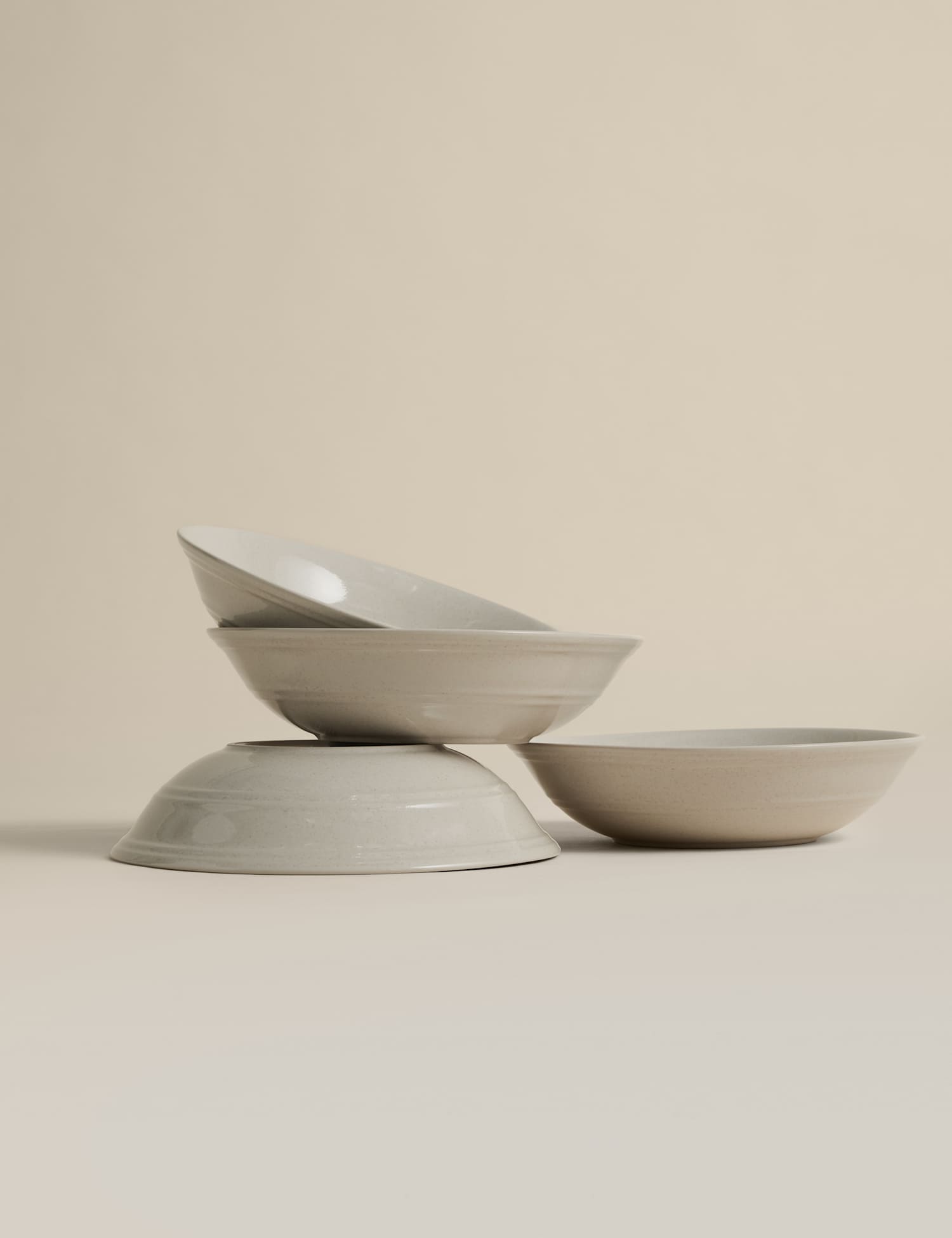 M&S Set of 4 Southwold Stoneware Pasta Bowls Cream