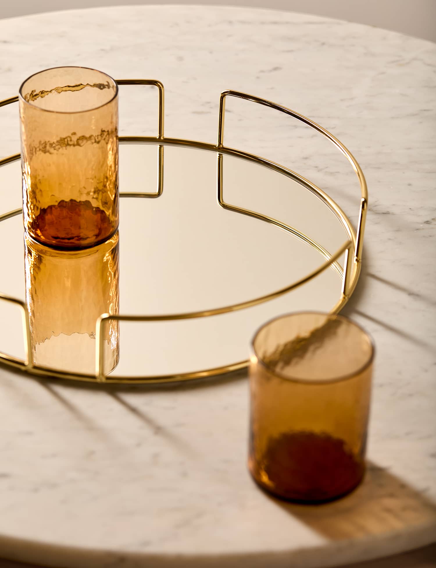 Image of M&S Mirrored Round Tray Gold