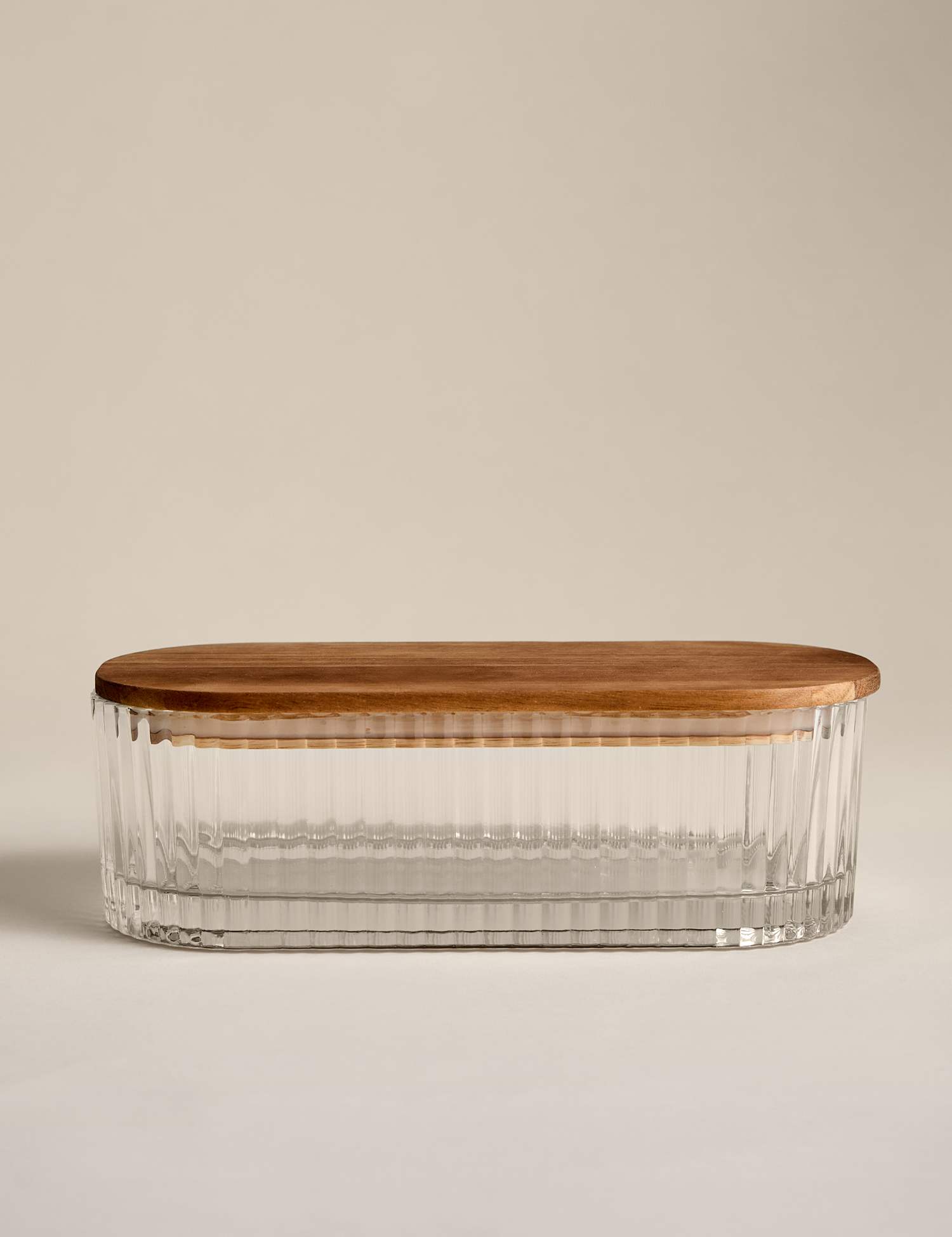M&S Medium Ribbed Glass Container Clear