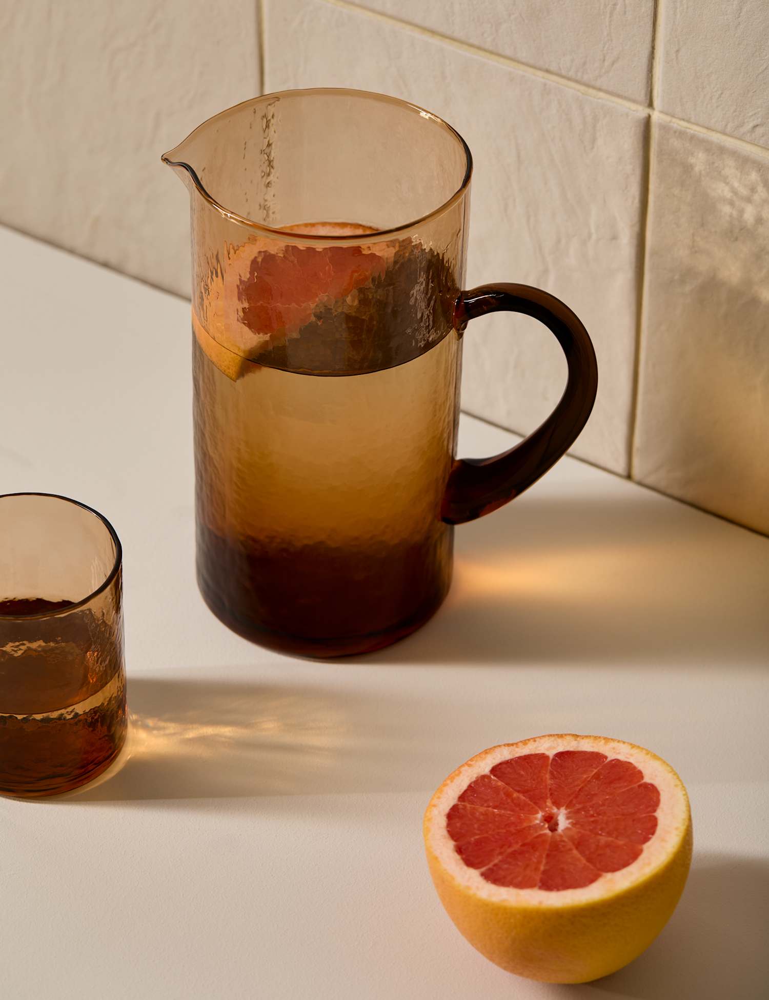 Image of M&S Hammered Glass Jug Brown