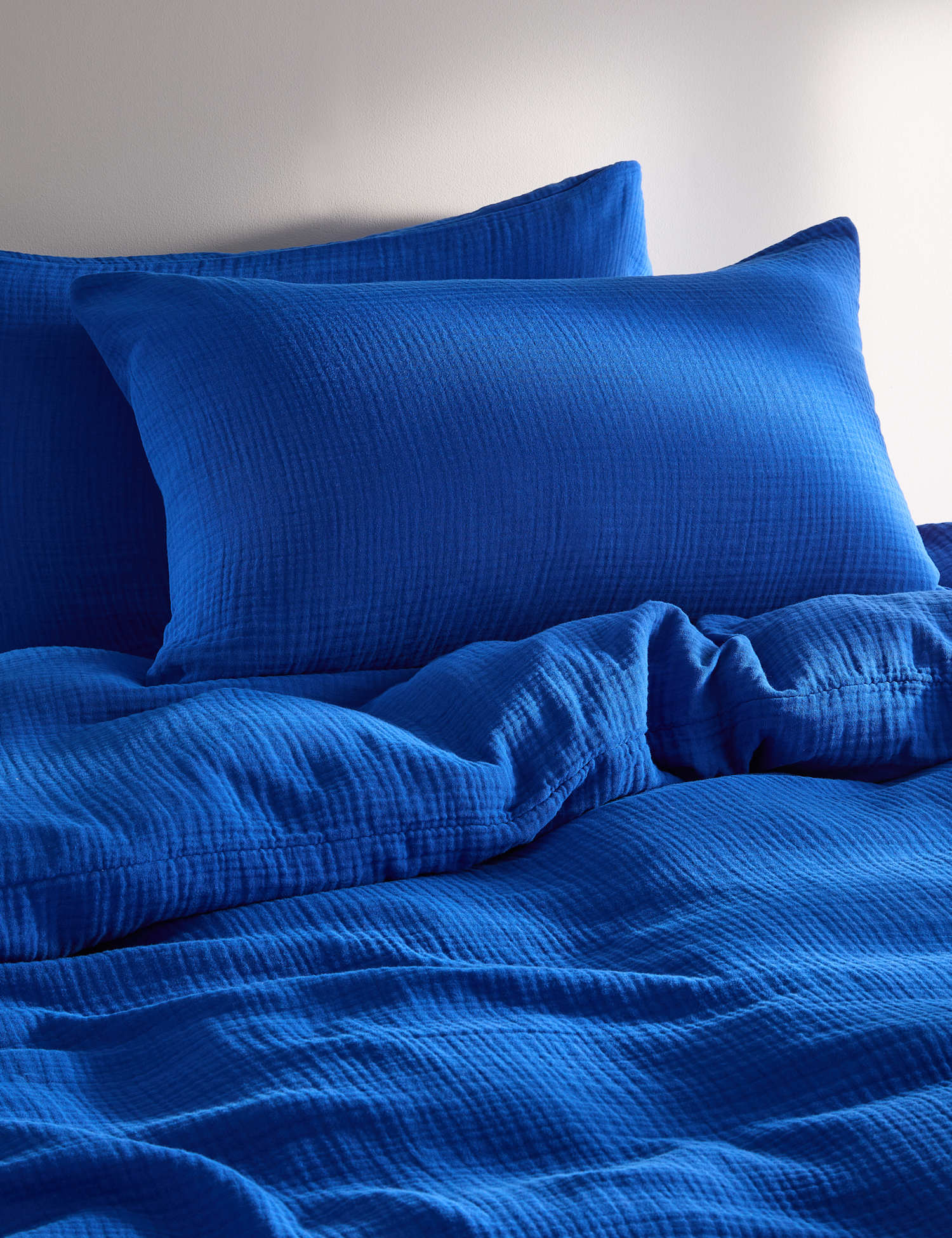 M&S Pure Cotton Muslin Bedding Set Cobalt