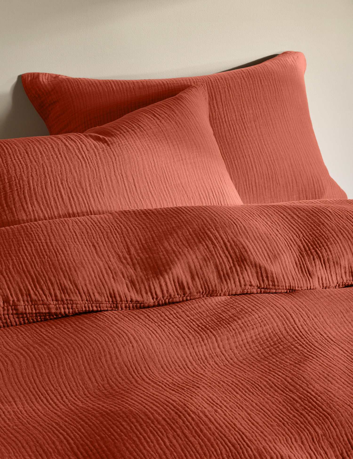 M&S Pure Cotton Muslin Bedding Set Rust