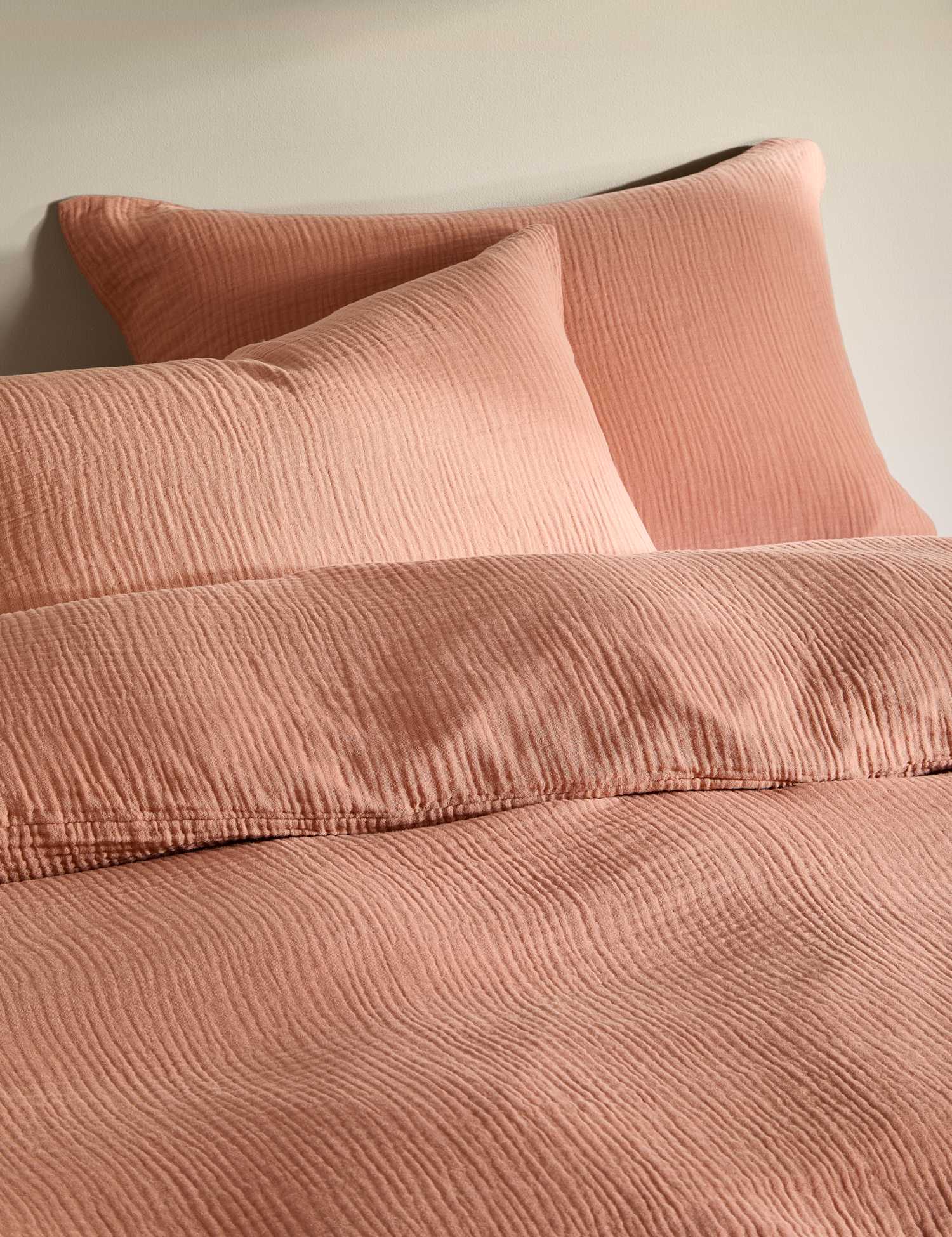 M&S Pure Cotton Muslin Bedding Set Soft Terracotta