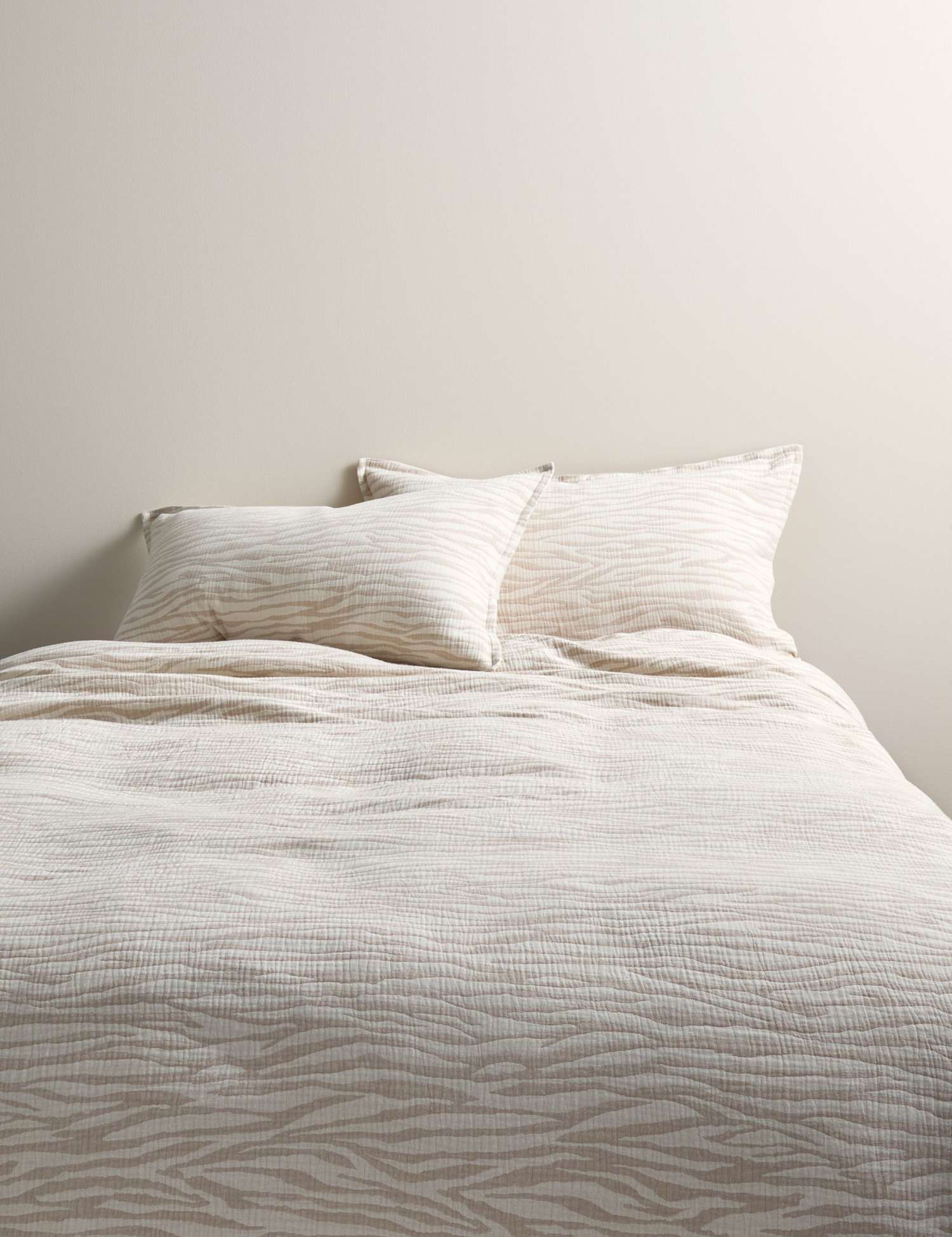 M&S Pure Cotton Zebra Jacquard Bedding Set Natural Mix