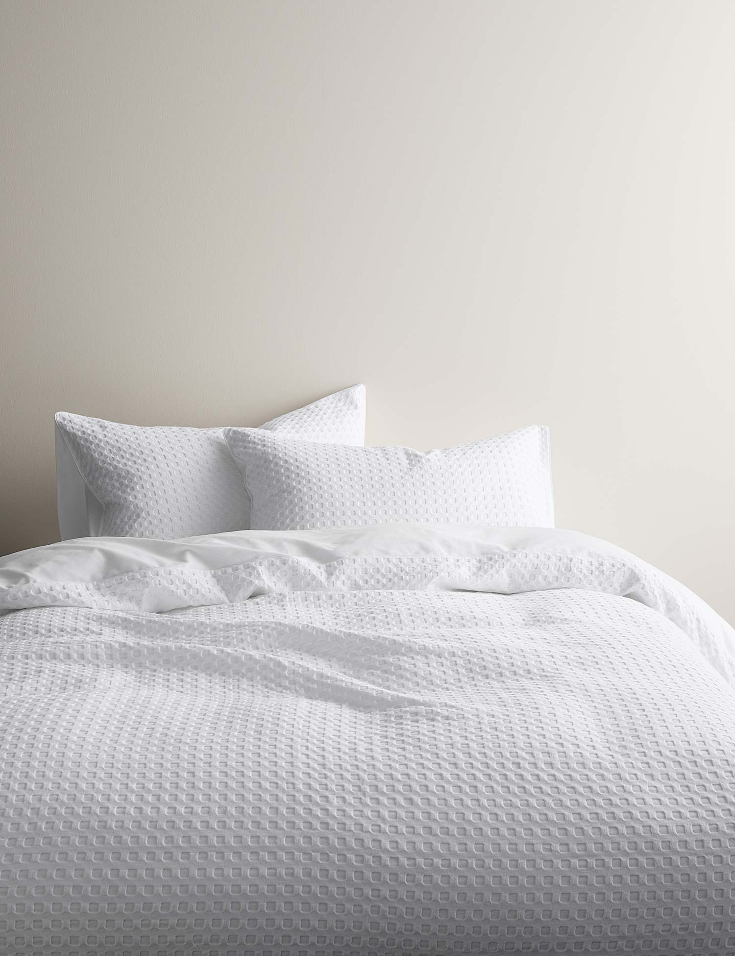 M&S Pure Cotton Waffle Bedding Set White