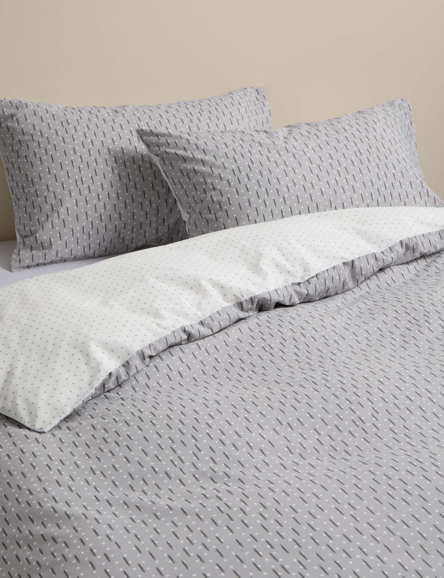 M&S Cotton Blend Geometric Bedding Set Grey Mix