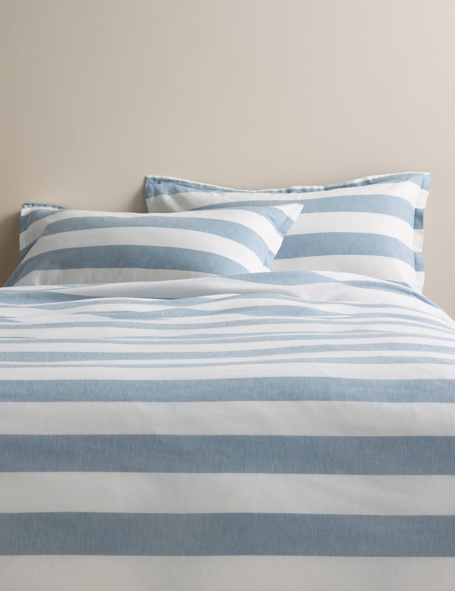 M&S Linen Blend Striped Yarn Dye Bedding Set Blue Mix