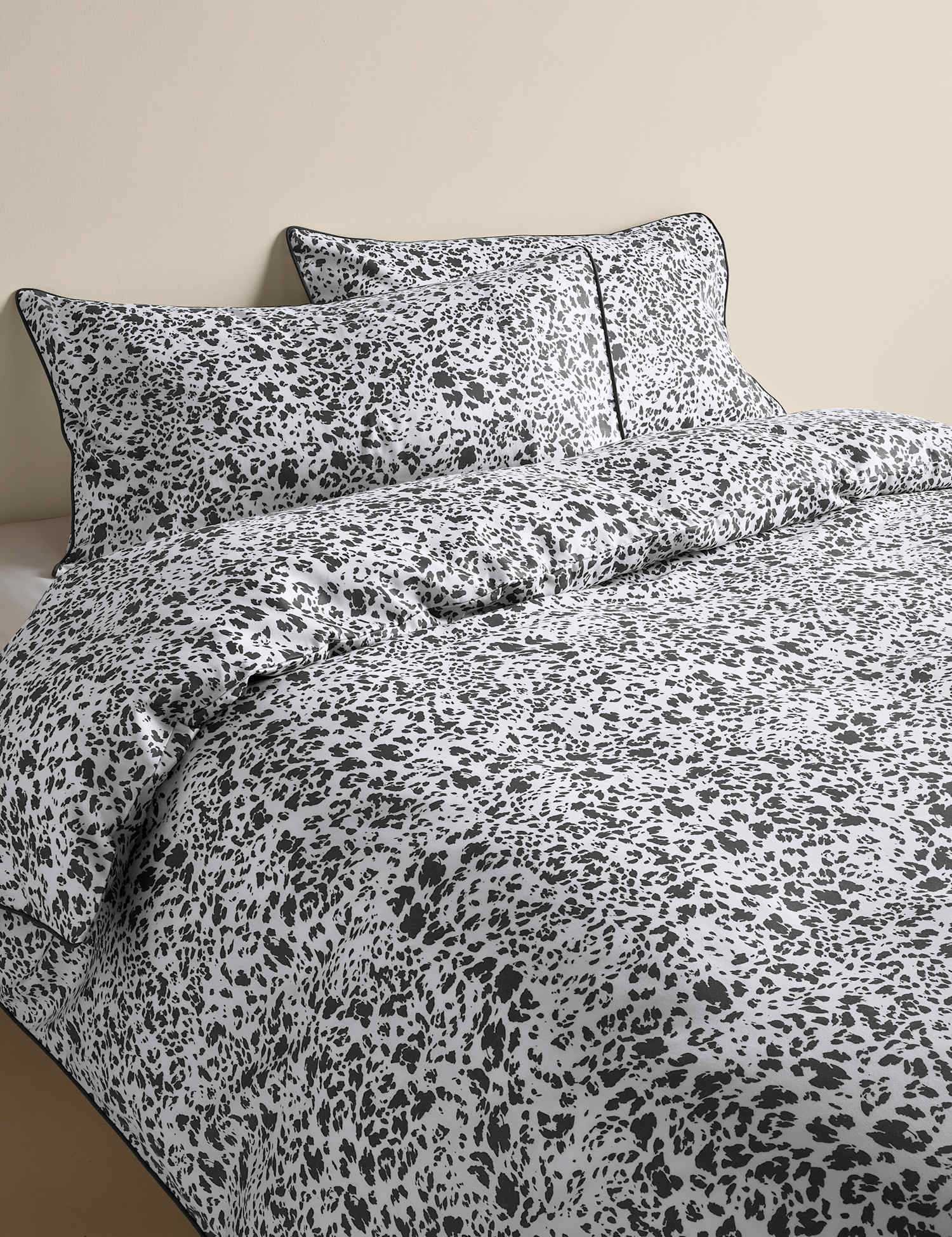 M&S Pure Cotton Animal Print Bedding Set Charcoal Mix