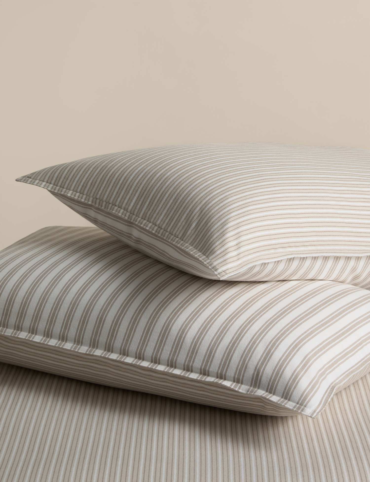 M&S 2 Pack Brushed Cotton Striped Pillowcases Linen