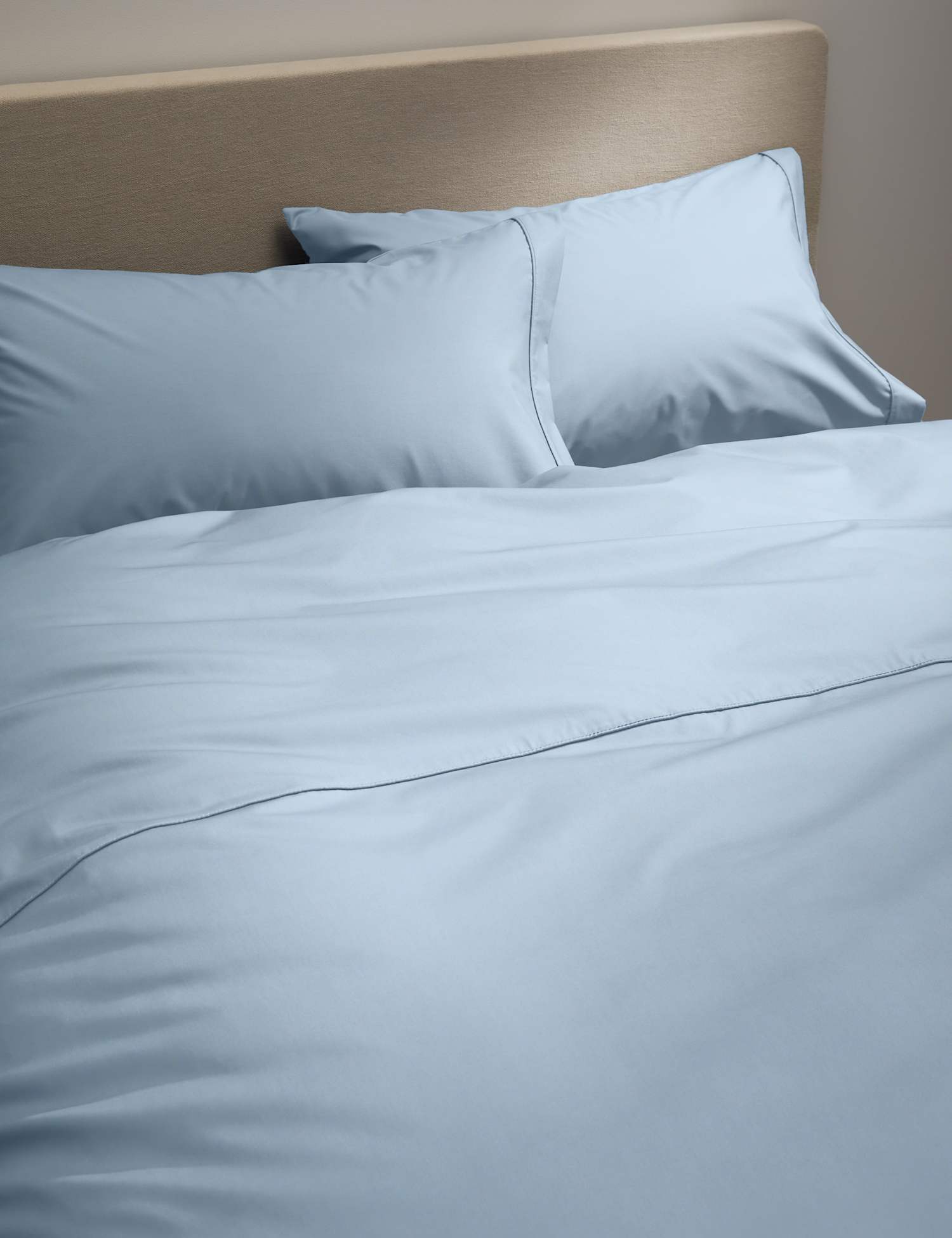 M&S Egyptian Cotton 230 Thread Count Crisp Duvet Cover Light Wedgewood