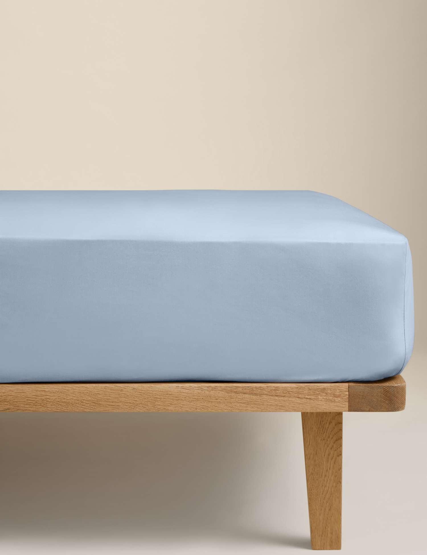 M&S Egyptian Cotton 230 Thread Count Crisp Deeper Fitted Sheet Steel Blue