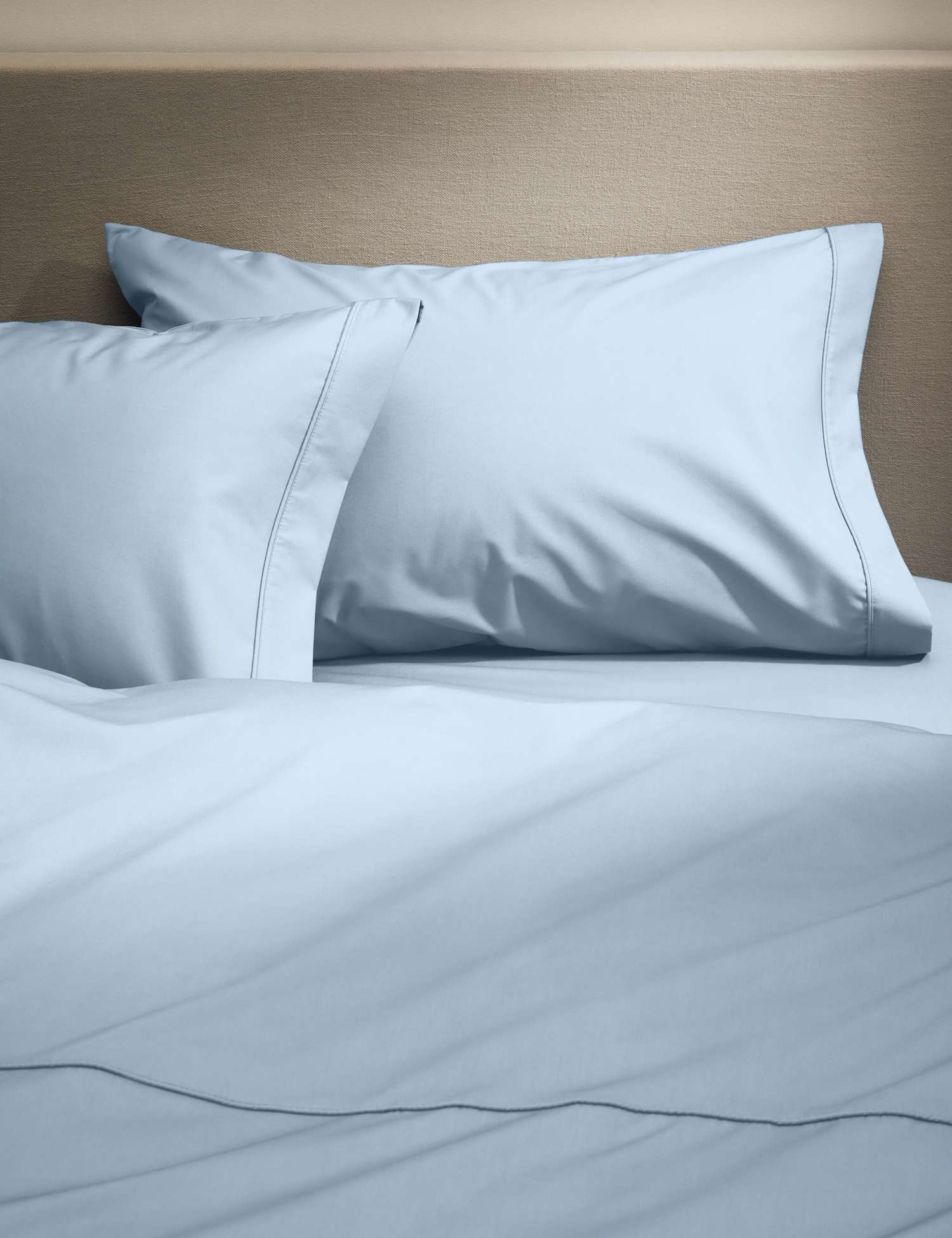 M&S 2 Pack Egyptian Cotton 230 Thread Count Crisp Pillowcases Light Wedgewood