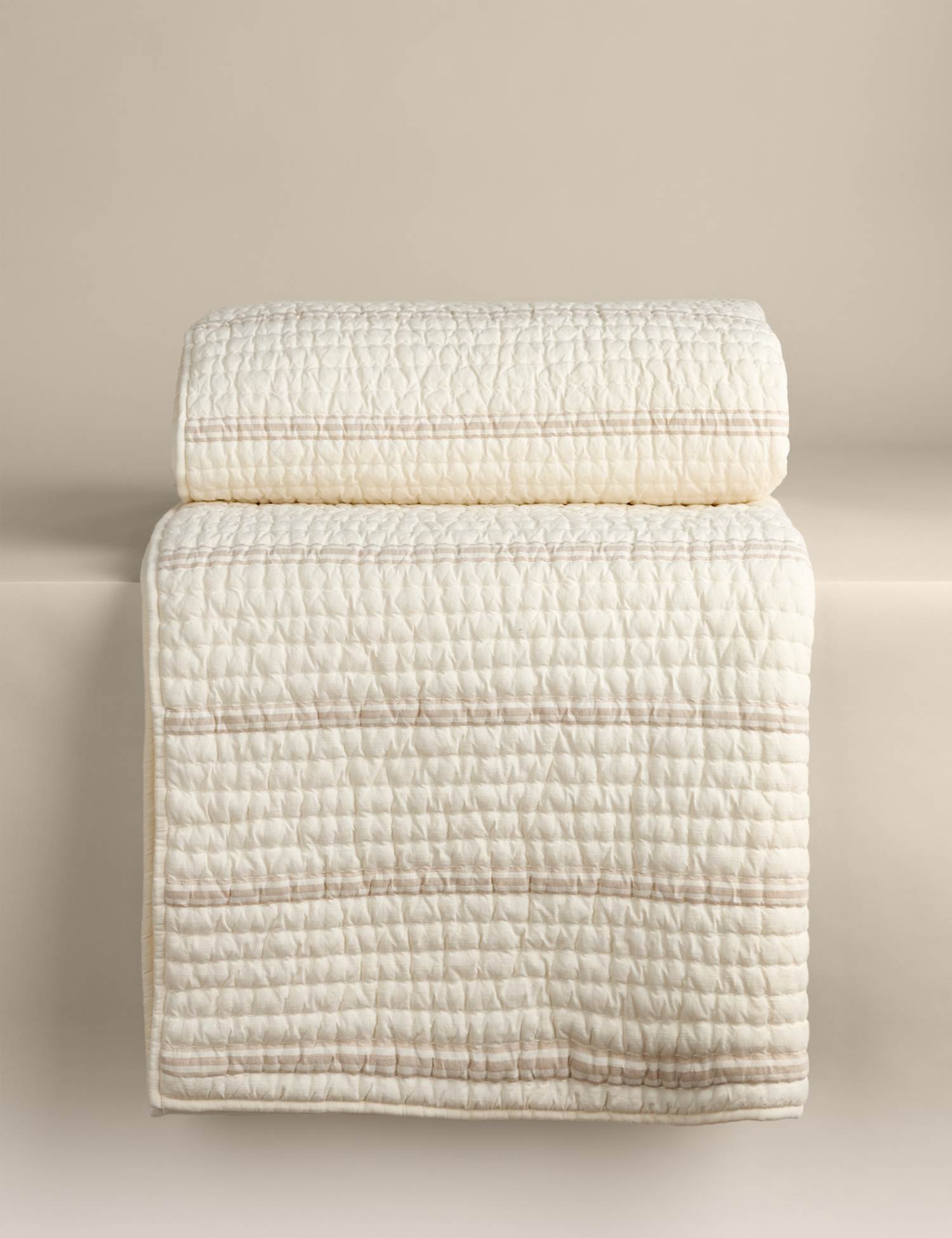 M&S Pure Cotton Striped Bedspread White