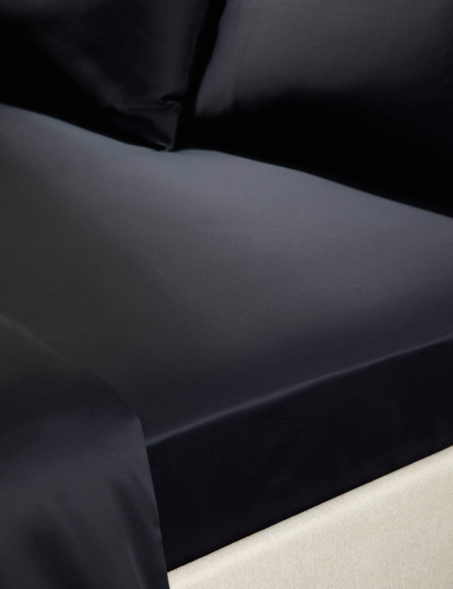 M&S X Kelly Hoppen 500TC Cotton Sateen Extra Deep Fitted Sheet Black